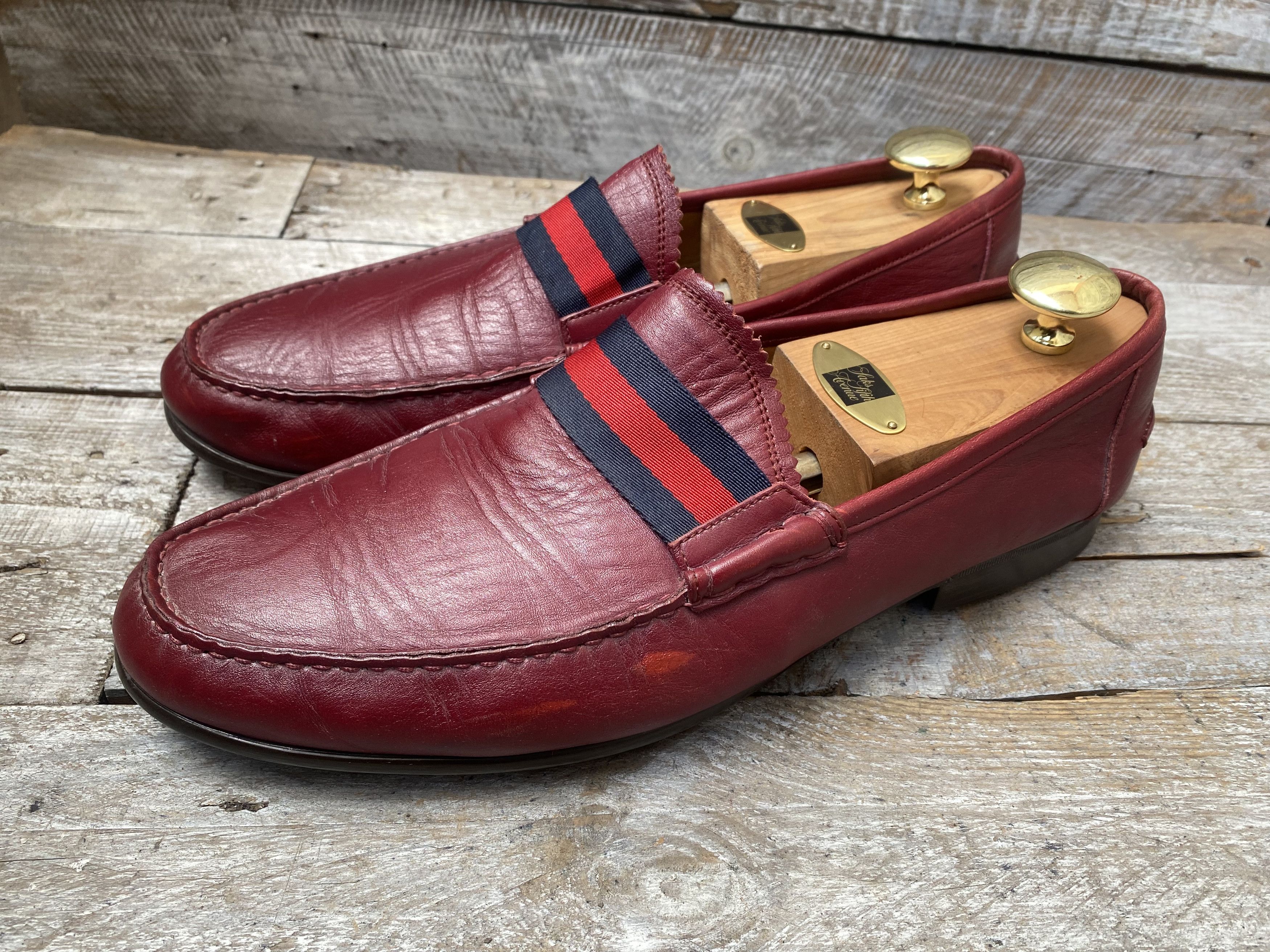 Gucci Gucci penny loafer burgundy 3 stripe leather shoes sz 10 Size US 11 / EU 44 - 5 Thumbnail
