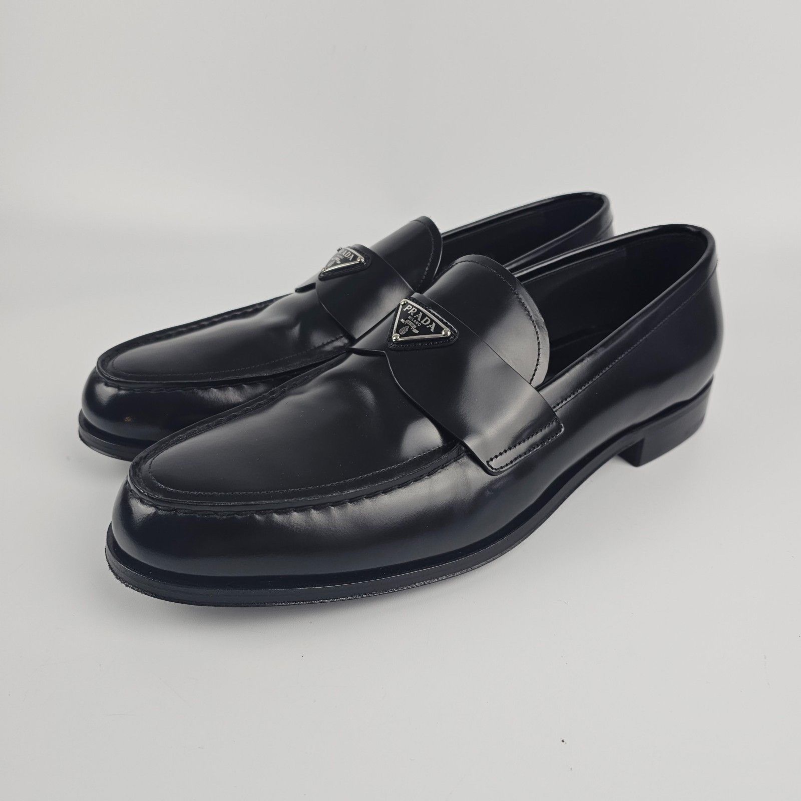 Prada PRADA $1120 Black Brushed Leather Loafers New And Authentic Size US 7 / EU 40 - 1 Thumbnail