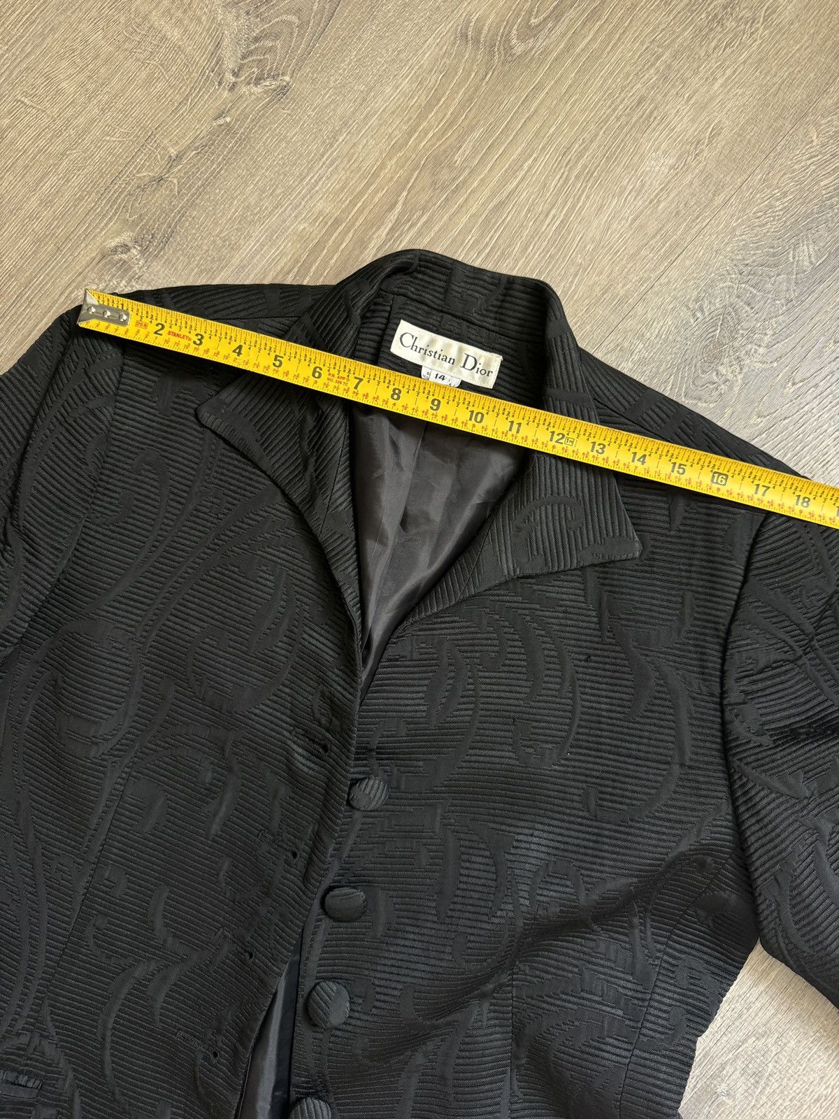 Christian Dior Monsieur Christian Dior Vintage Floral Textured Black Blazer 🔥 Size 42S - 8 Thumbnail