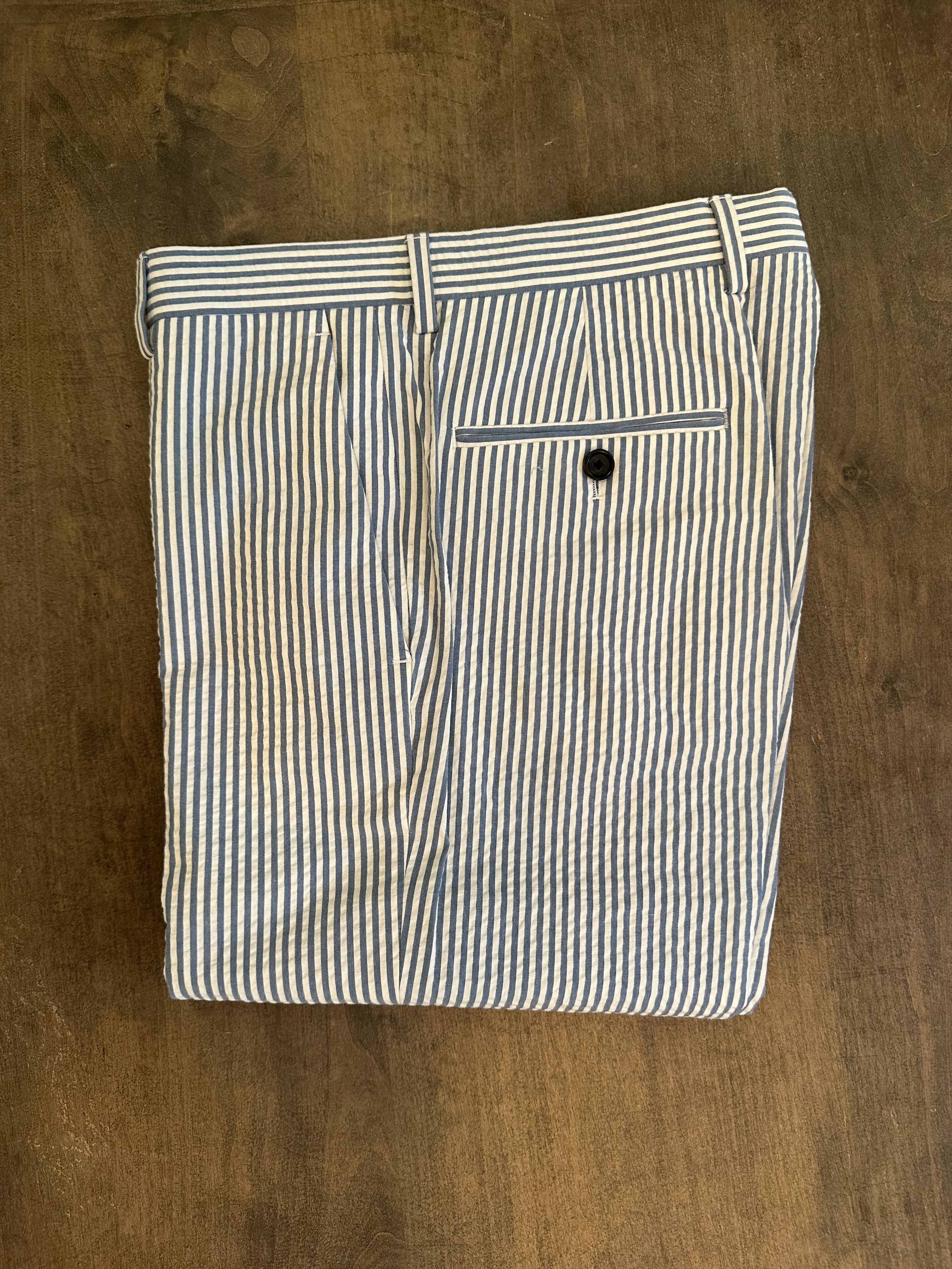 J.Crew J-Crew Seersucker Suit (Blue and White Stripe) Size 34S - 5 Thumbnail