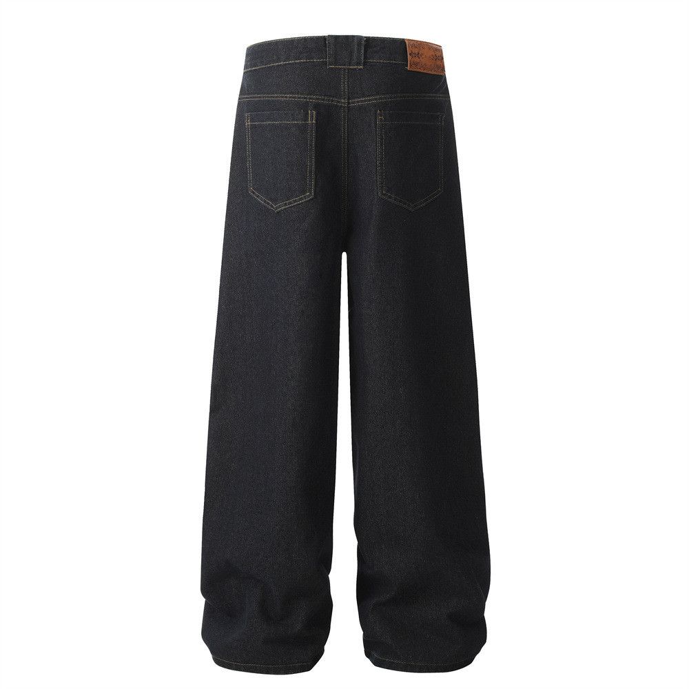 Jean Punk men's street patchwork workwear distressed washed jeans Size US 32 / EU 48 - 2 Thumbnail
