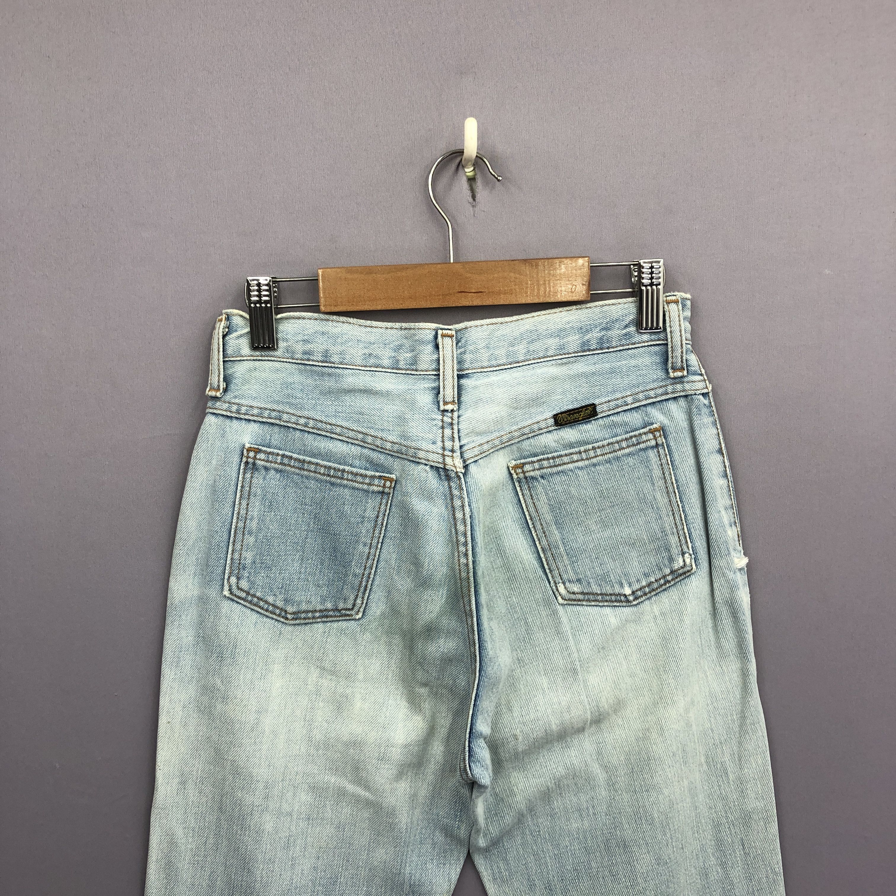 Vintage 90s Wrangler Bush Pants Flare Faded Light Wash Jeans Denim Size 24" / US 00 / IT 34 - 5 Thumbnail