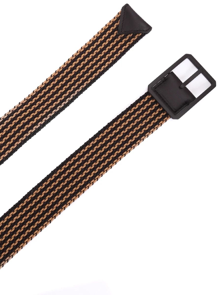 Bottega Veneta BOTTEGA VENETA brown elastic stripes woven fabric belt 90 Size 34 - 2 Thumbnail
