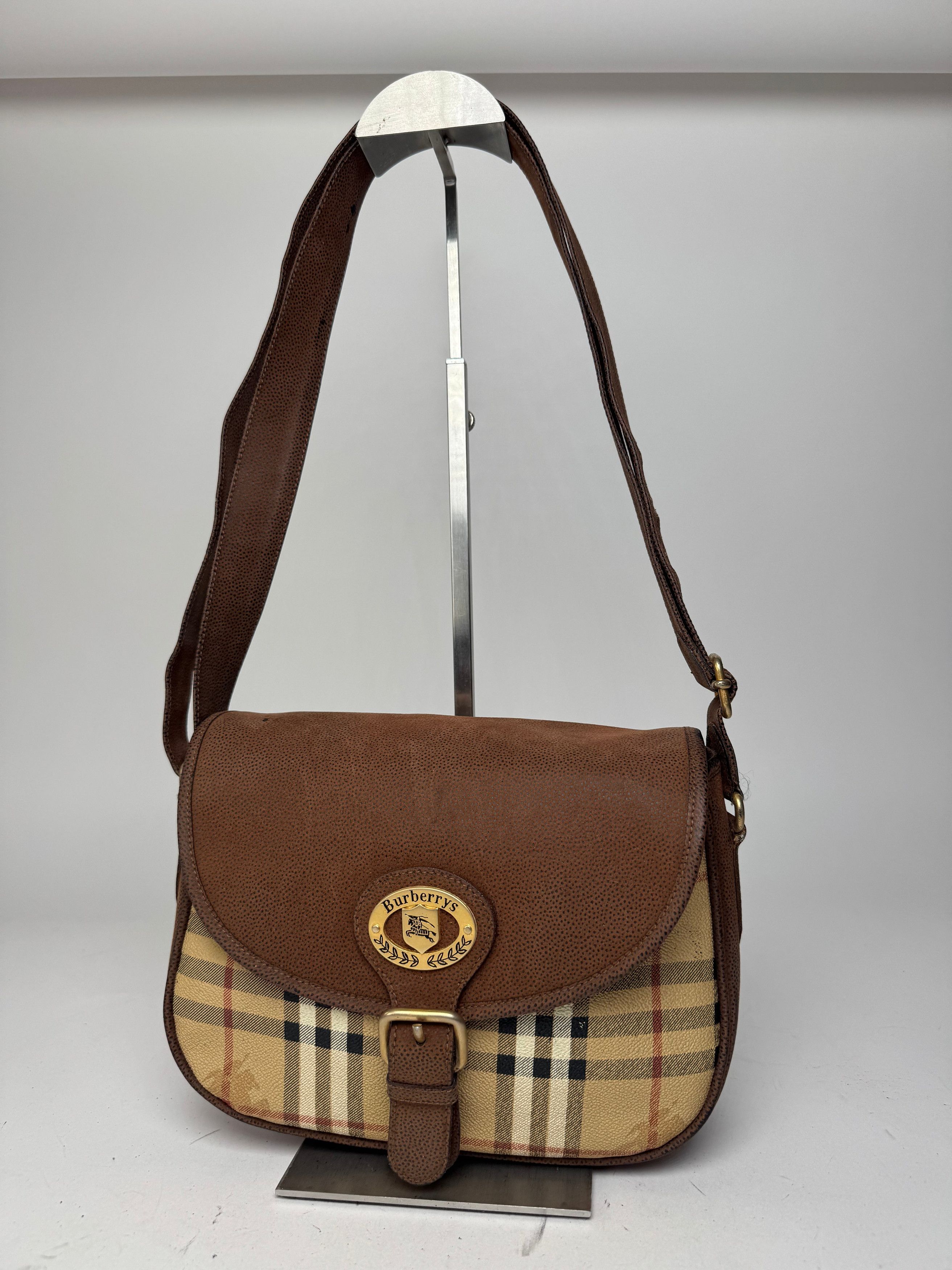 Burberry Vintage 2Way Nova Check Leather Bag Beige Brown Size ONE SIZE - 1 Thumbnail