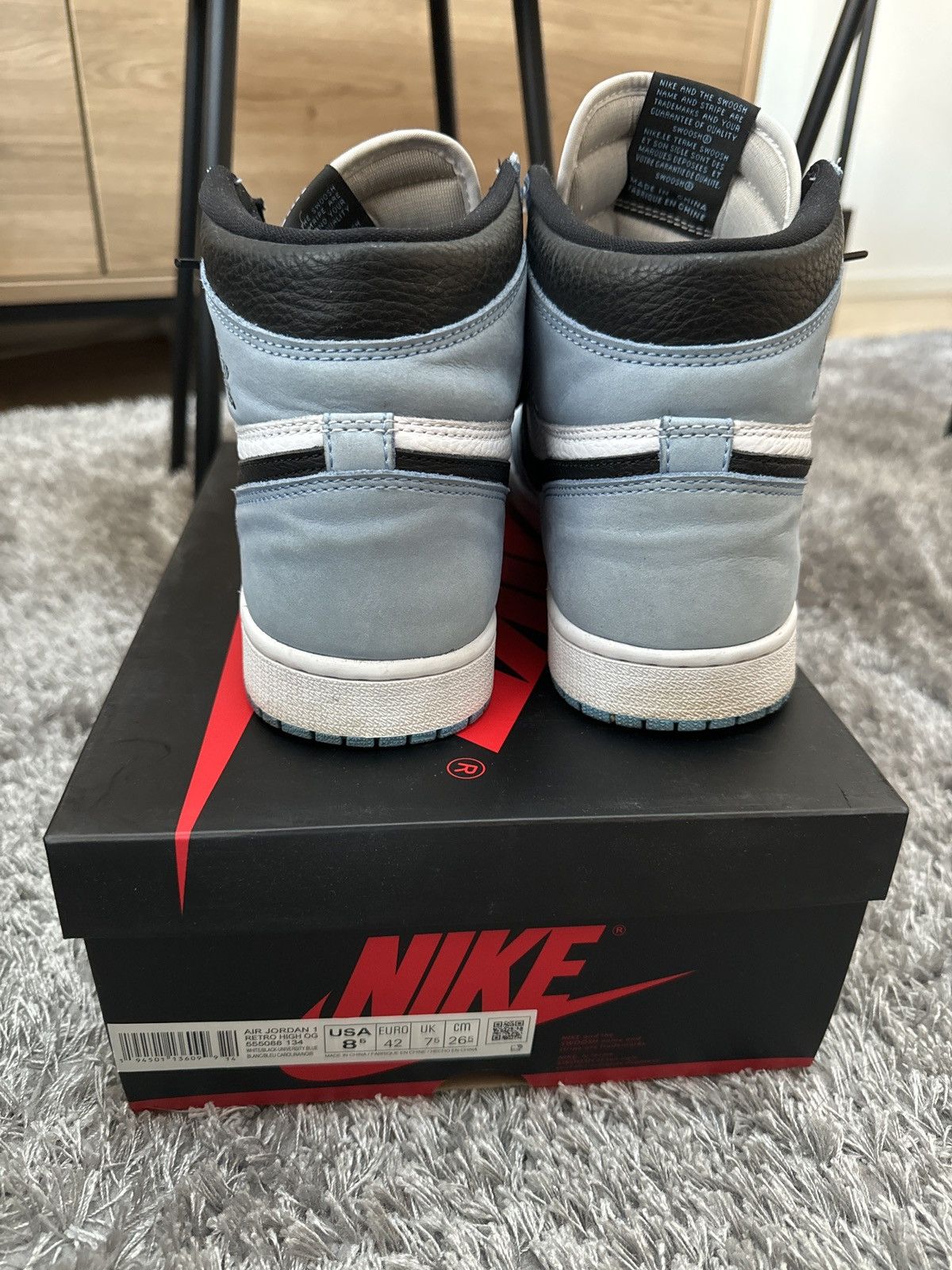 Jordan Brand Air Jordan 1 High UNC Blue Size US 8.5 / EU 41-42 - 4 Thumbnail