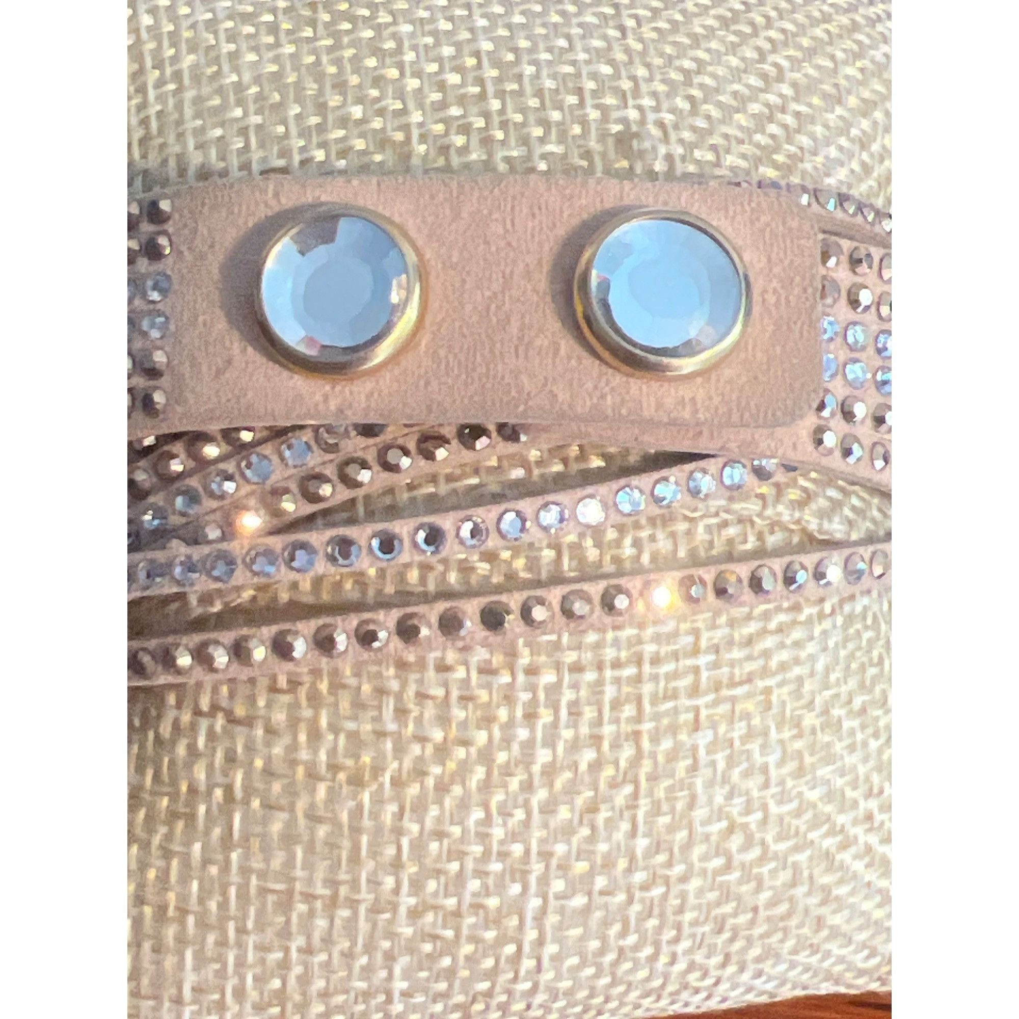 Other Faux Suede Tan Wrap Bracelet Gold Silver Tone Rhinestones Sn Size ONE SIZE - 3 Thumbnail
