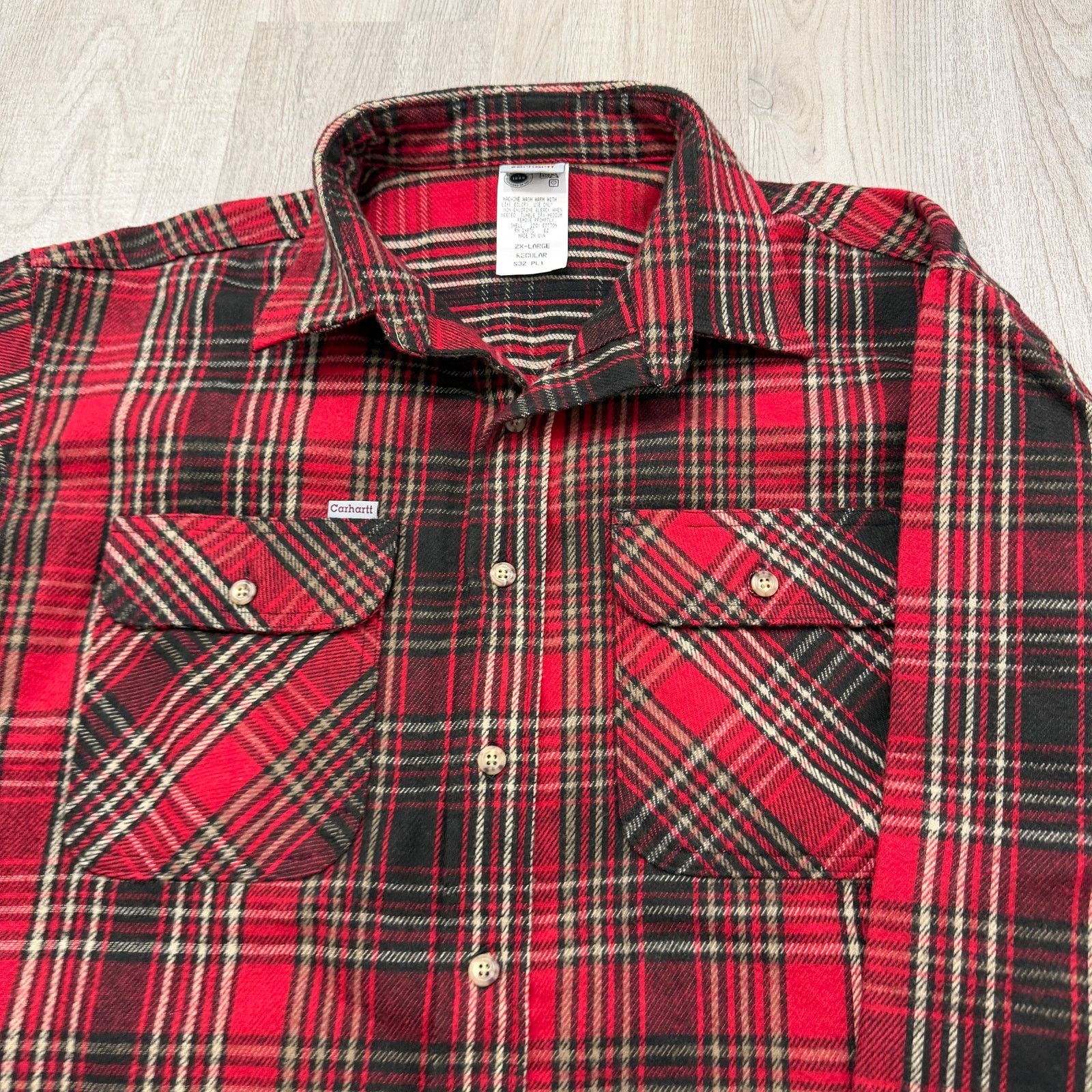 Carhartt Vintage Carhartt Flannel Shirt Men 2XL Red Heavyweight 90s Size US XXL / EU 58 / 5 - 3 Thumbnail