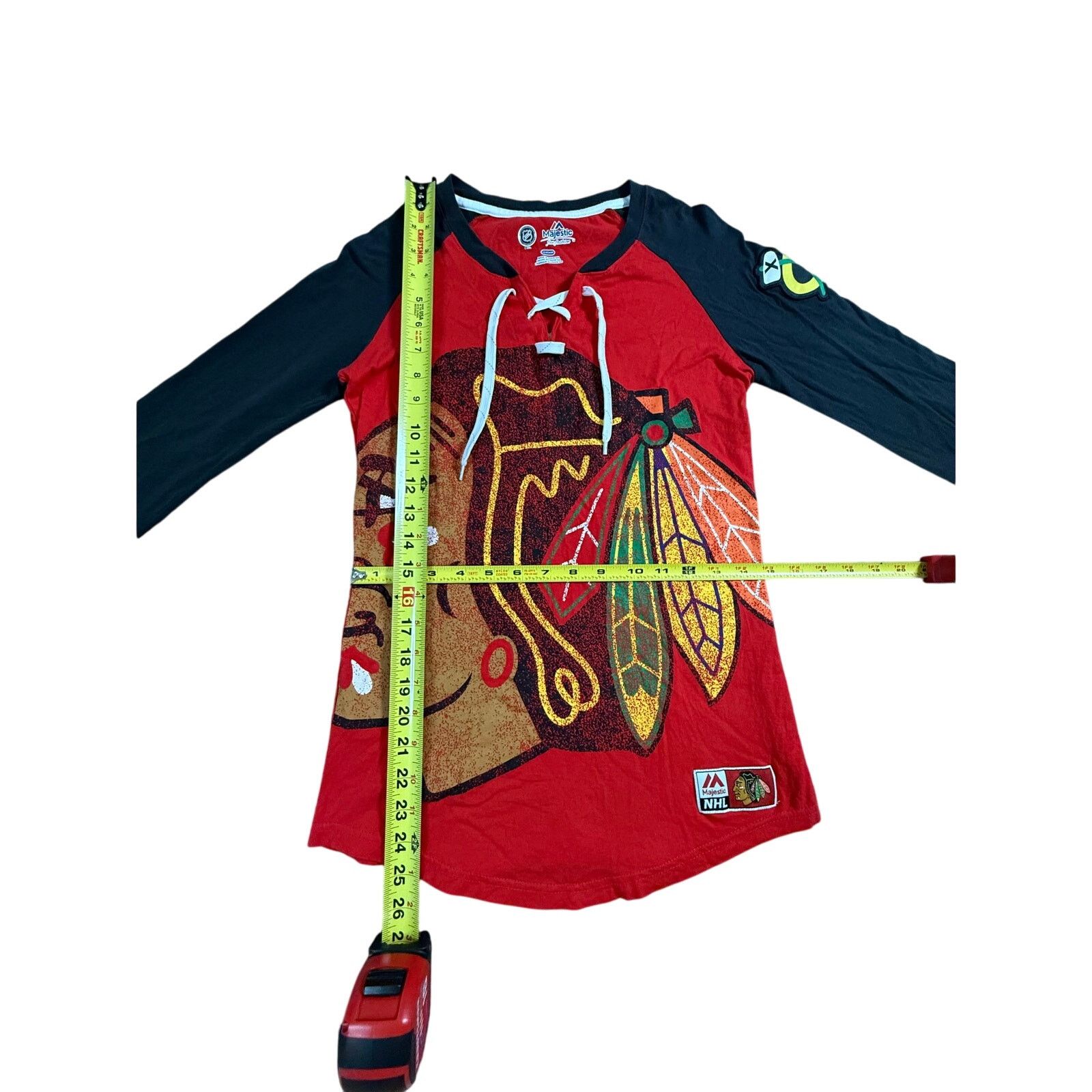 Majestic Chicago Blackhawks NHL Logo Women's Long Sleeve Shirt Size XS / US 0-2 / IT 36-38 - 5 Thumbnail