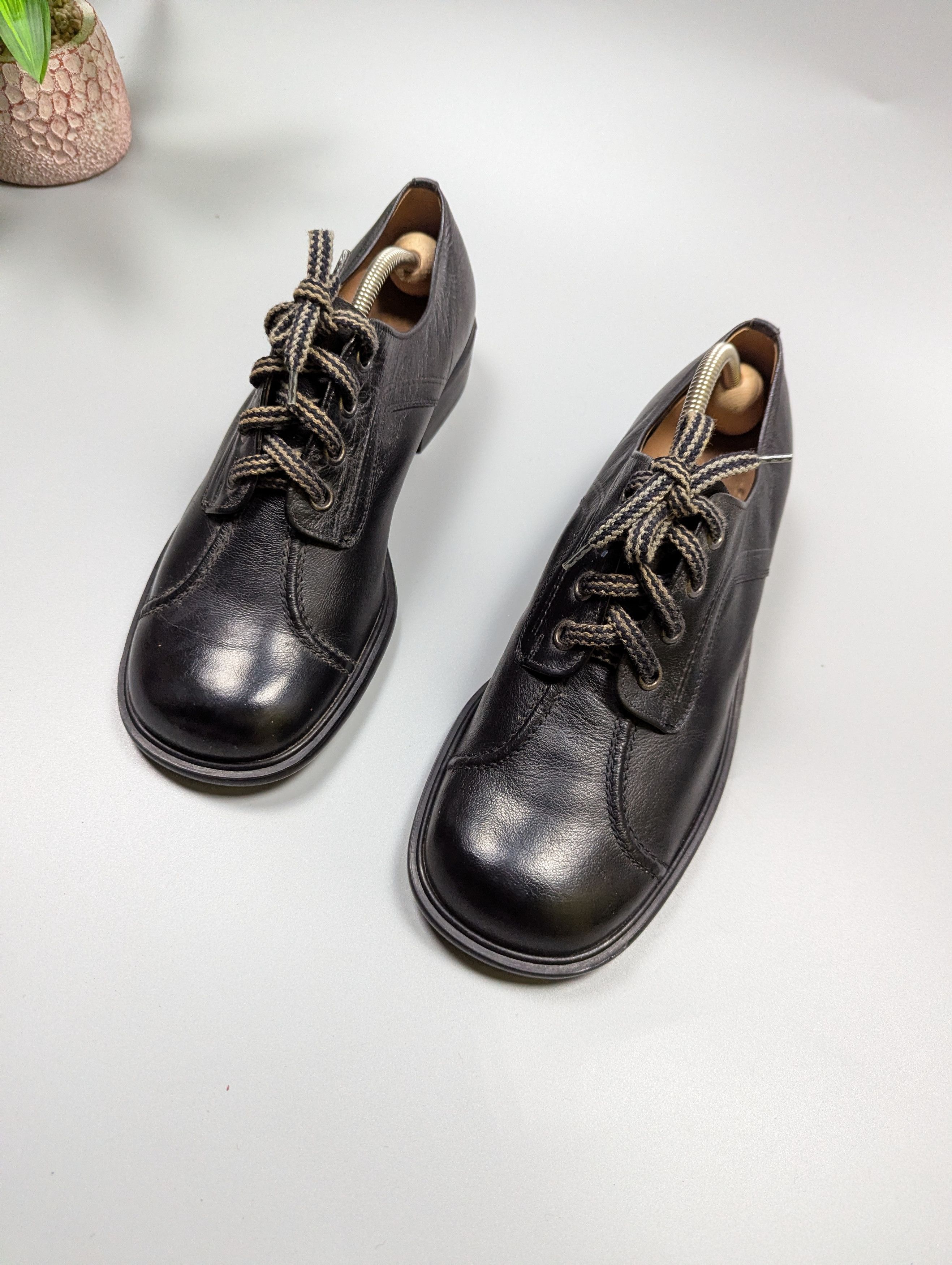 Vintage Vintage Gallus 70s 80s Black Leather Chunky Wide Toe Shoes Size US 9 / EU 42 - 6 Thumbnail