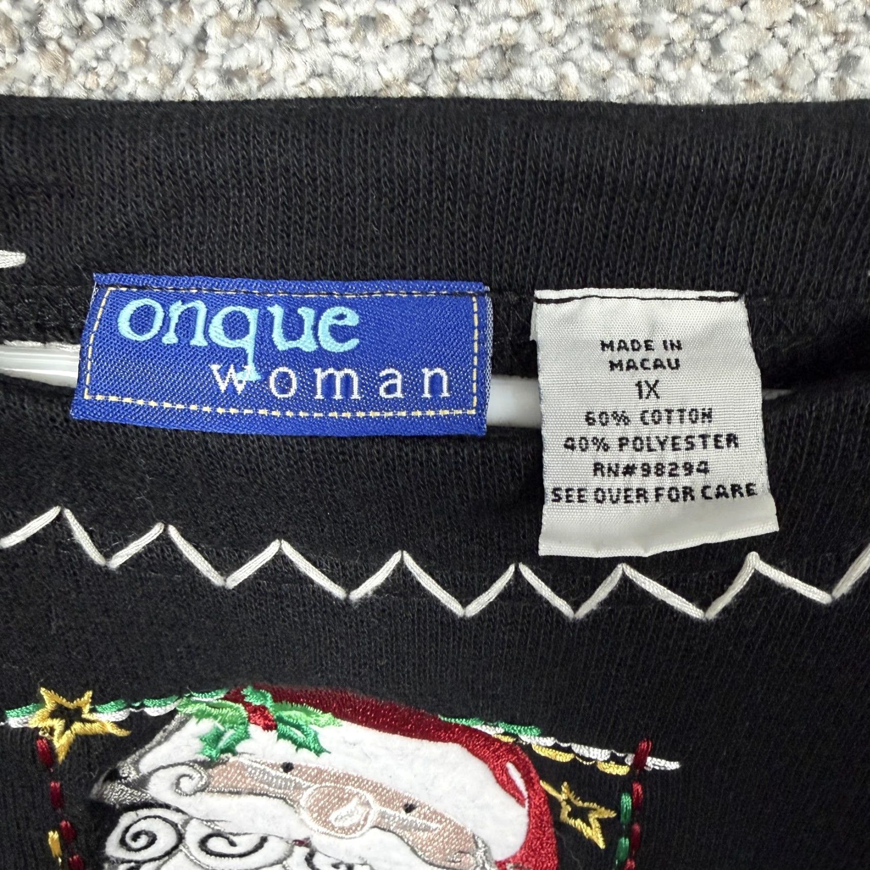 Vintage VINTAGE Onque Woman Top 1X Black Embroidered Santa Christmas Holiday Blouse 3/4 Sleeve Womens Plus Santa Claus Embroidered Size XL / US 12-14 / IT 48-50 - 4 Thumbnail