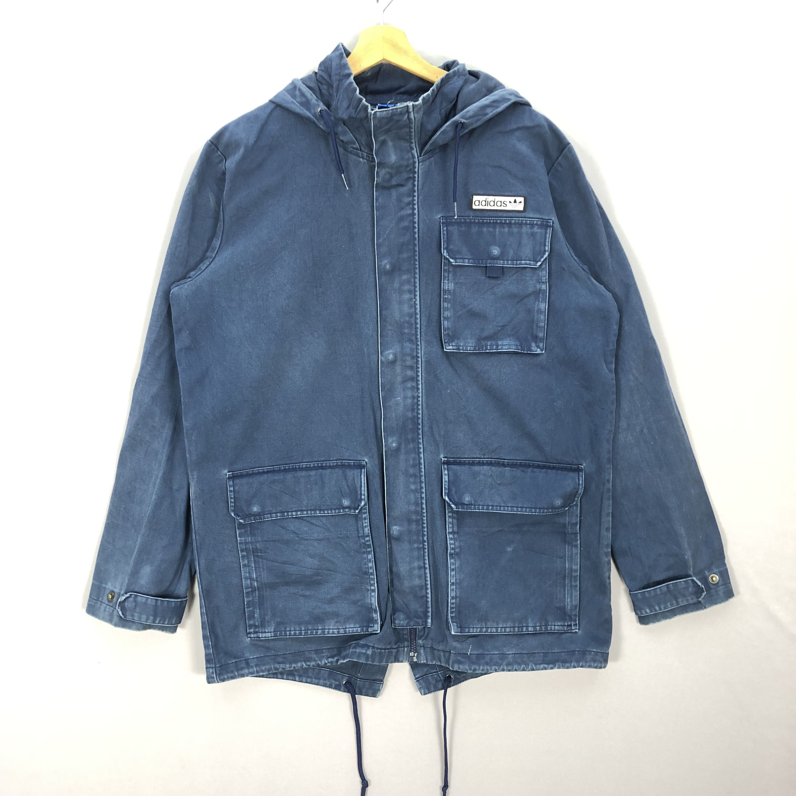 Adidas Vintage Y2K Adidas Chore Hoodie Long Trench Jackets Size US L / EU 52-54 / 3 - 1 Thumbnail