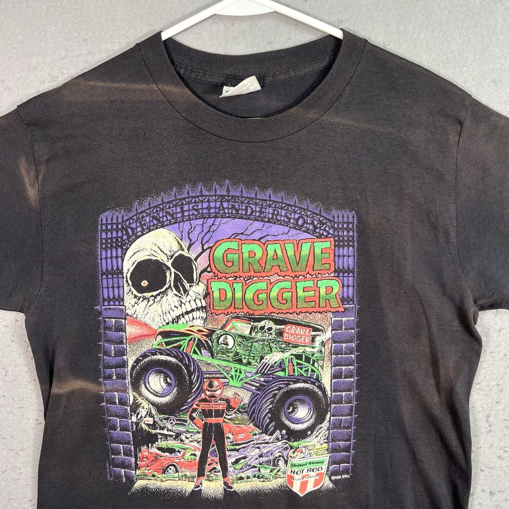 Vintage VINTAGE 90s Grave Digger Monster Truck Racing Graphic Tee Adult XL Black Mens Size US XL / EU 56 / 4 - 2 Thumbnail