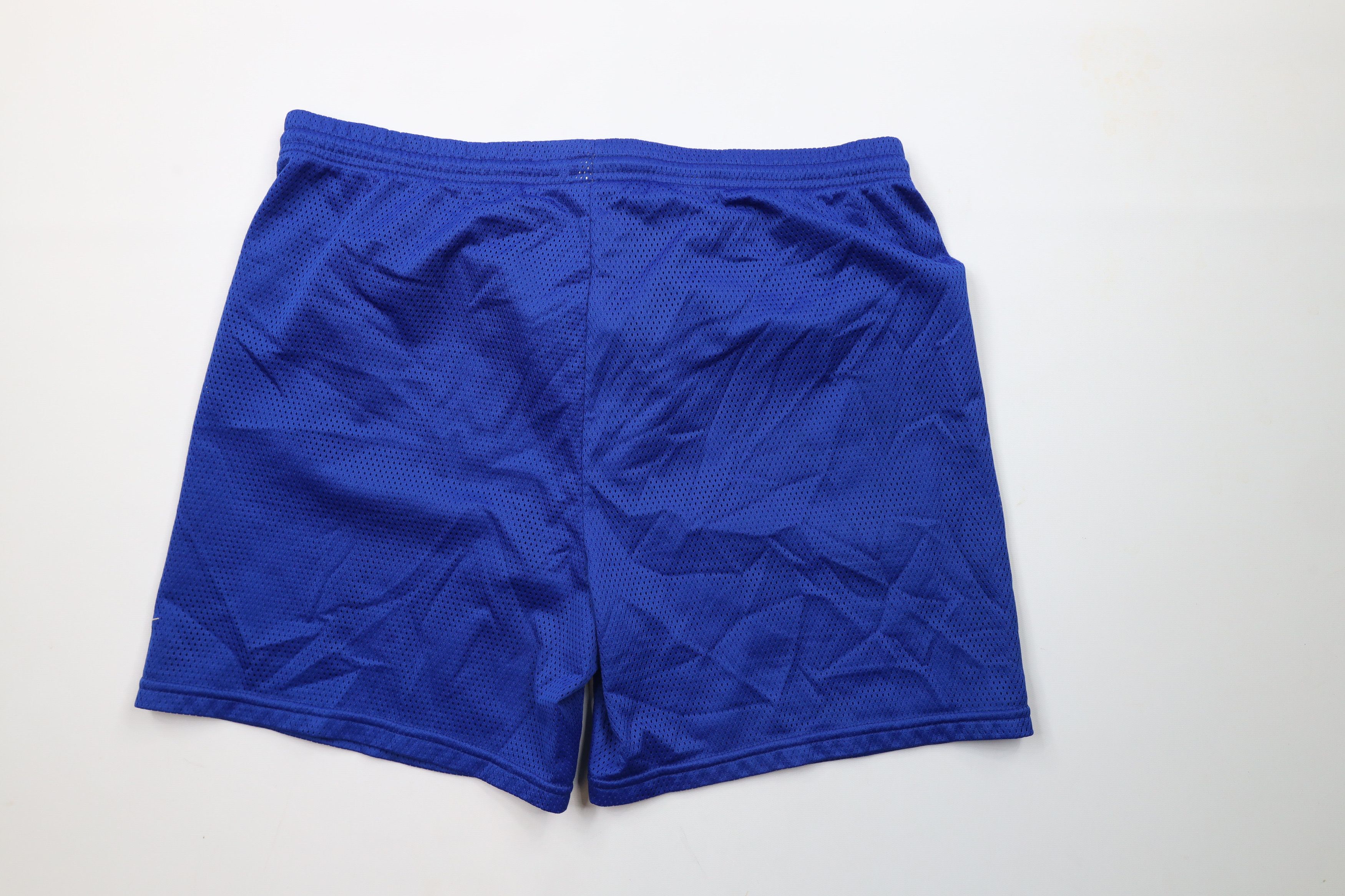 Nike × Vintage Vintage 90s Nike Mini Swoosh Above Knee Mesh Shorts Blue Size US 34 / EU 50 - 9 Thumbnail