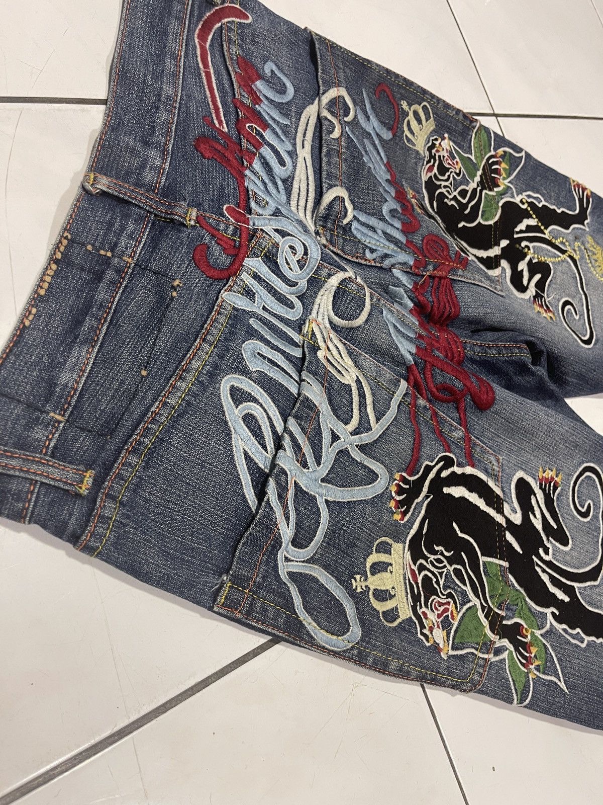 Christian Audigier Christian Audigier Ed Hardy Embroidered Denim Jeans Size US 31 - 2 Thumbnail