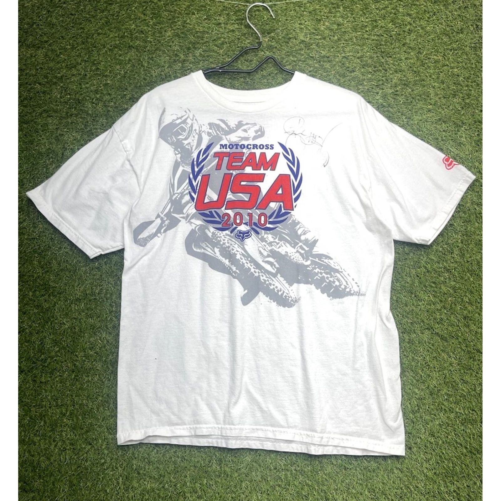 Vintage VINTAGE Fox Racing Motocross Shirt Mens L White Fox Racing 1990s 80s Graphic Print USA Moto X Team USA Y2K Mens Size US L / EU 52-54 / 3 - 2 Thumbnail