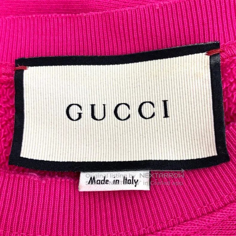 Gucci Gucci Pink bear embroidered cotton round-neck long-sleeved Size L / US 10 / IT 46 - 6 Thumbnail