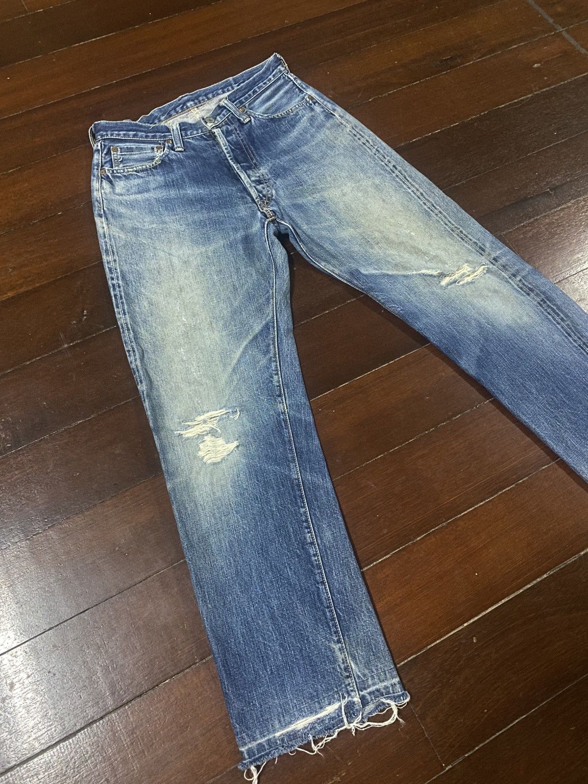 Full Count & Co. vintage full count selvedge distressed mud wash denim pants Size US 30 / EU 46 - 4 Thumbnail