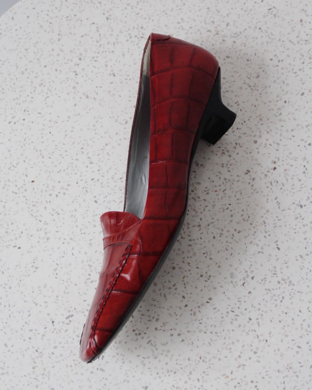 38サイズ Rodolphe Menudier PARIS ミュール Vintage 1990S RODOLPHE MENUDIER PARIS RED CROCODILE-EMBOSSED