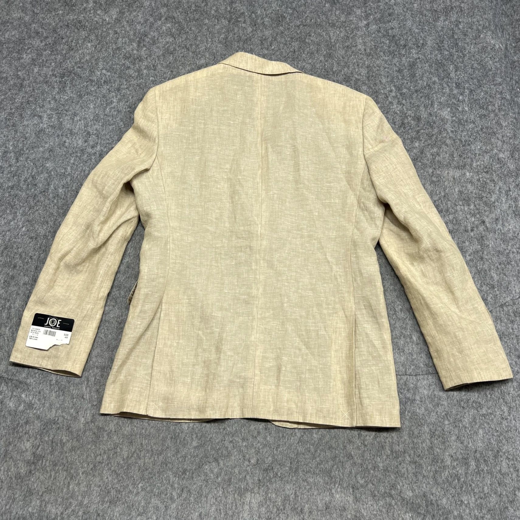 VINTAGE Joseph Abboud JOE Blazer Mens 40R Beige 100% Linen Slim Fit 2  Button Notch Lapel