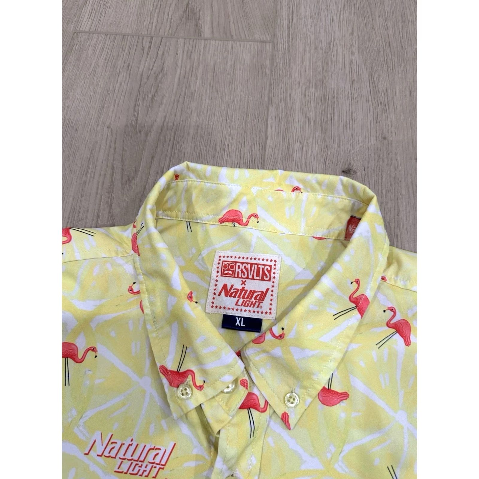 Pinko RSVLTS x Natural Light Shirt Mens XL Yellow Pink Short Sleeve Button Down Size US XL / EU 56 / 4 - 4 Thumbnail