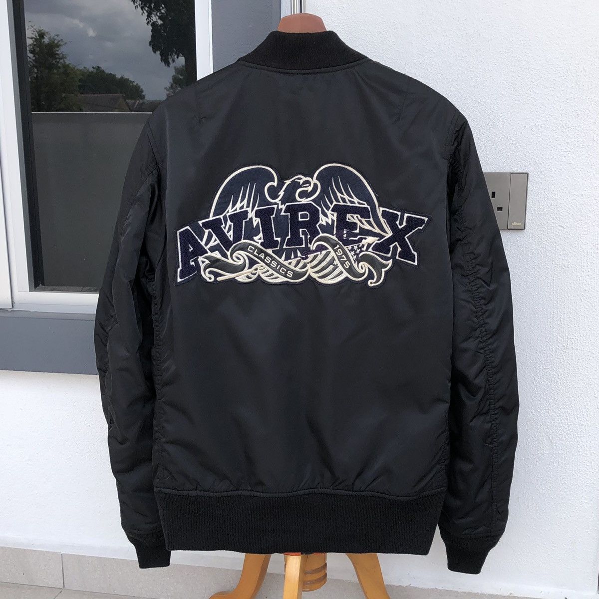 image of Avirex 35Th Anniversary Ma-1 Eagle Bomber Jacket in Black, Men's (Size Large)