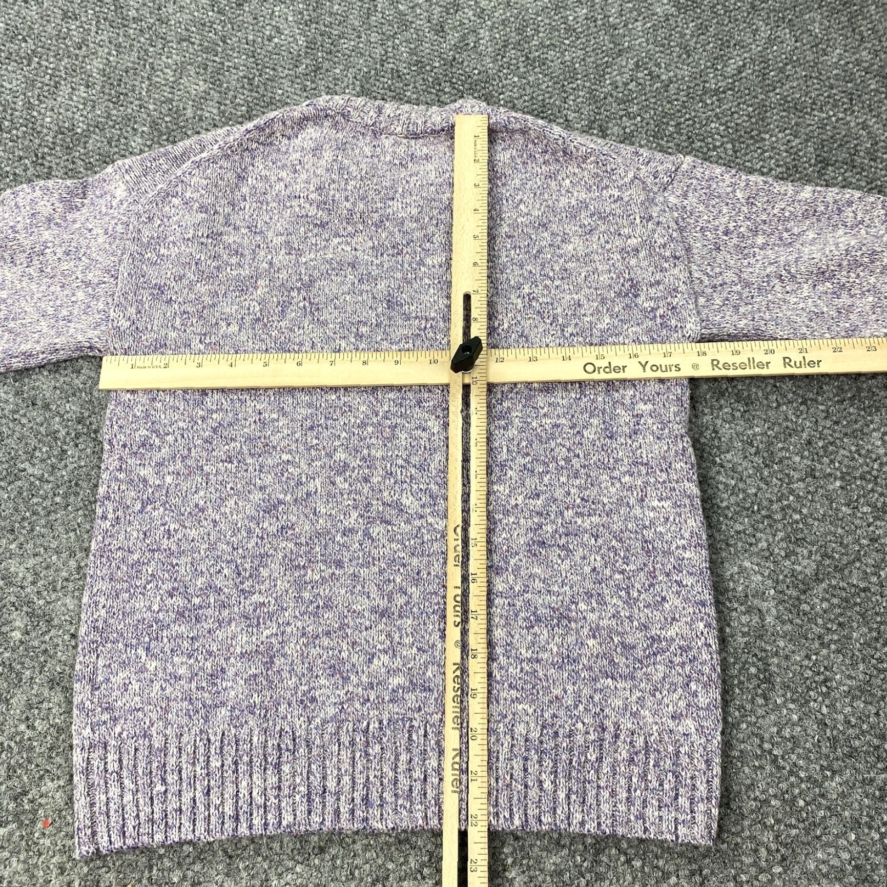 J.Crew J.CREW Sweater Womens Medium Purple Marled Crewneck Cotton Linen Blend Ribbed Size M / US 6-8 / IT 42-44 - 4 Thumbnail