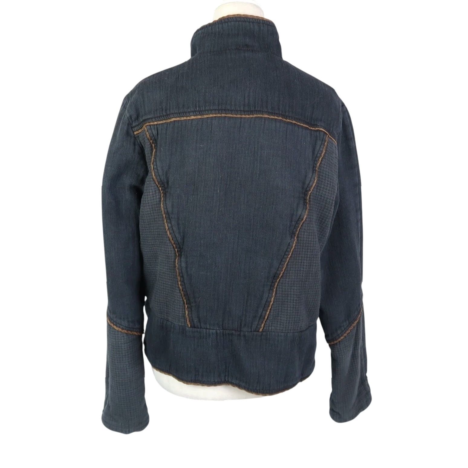 Free People Free People Jacket Motorcycle Navy Blue Twill Zip Short Long Sleeve Casual Womens M Size M / US 6-8 / IT 42-44 - 4 Thumbnail