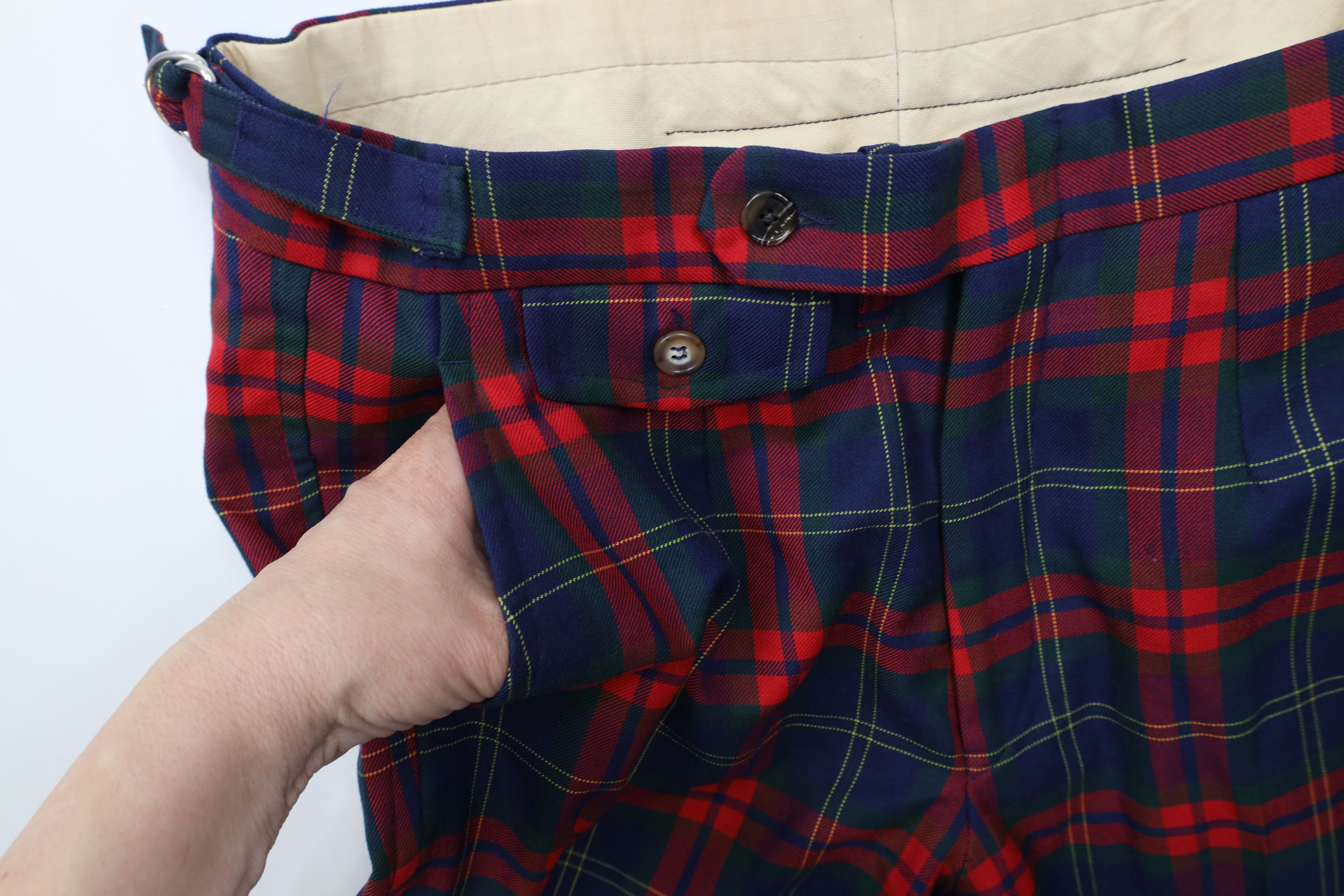 Vintage 70s Streetwear Wool Bell Bottoms Chino Pants Plaid