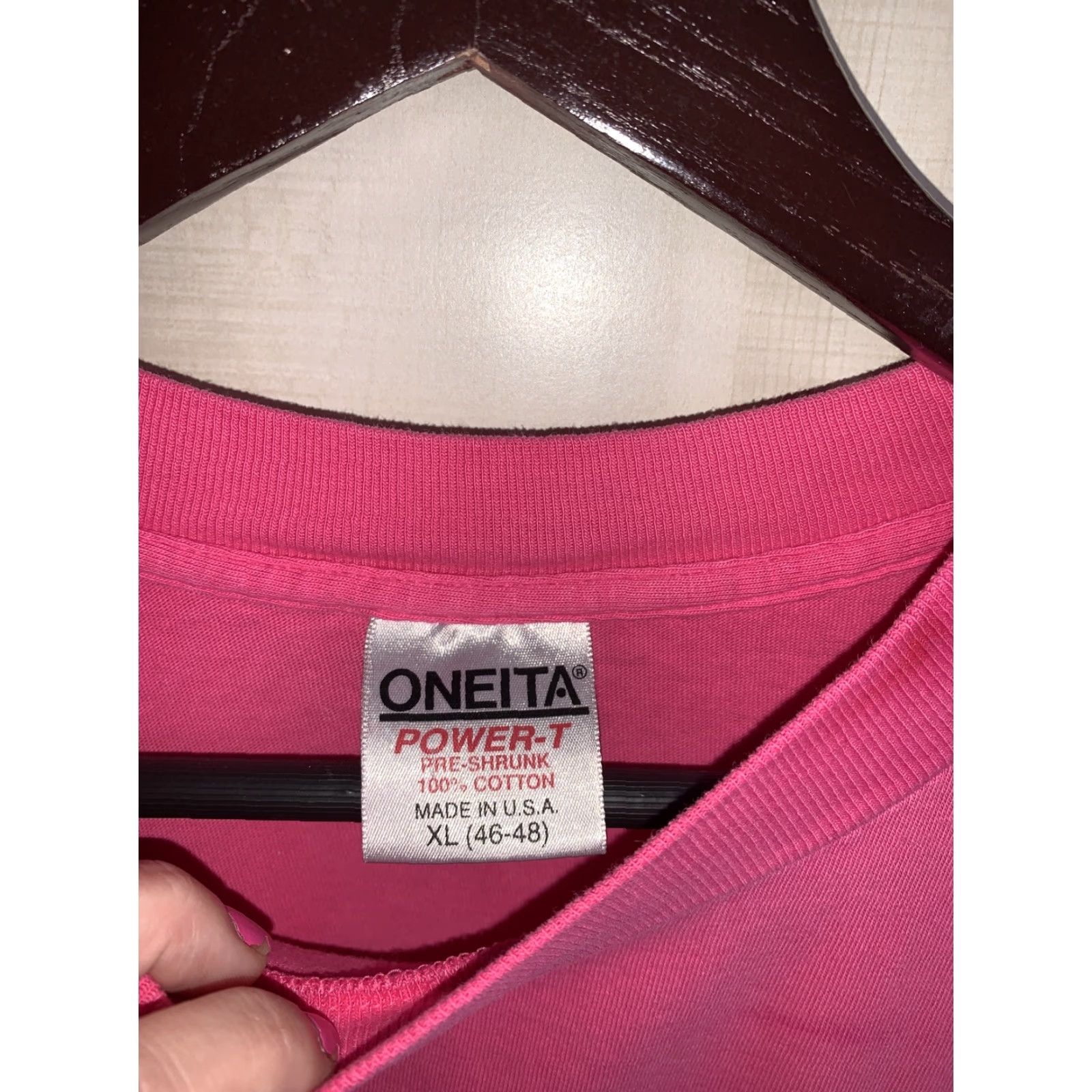 Vintage VINTAGE Oneita Shirt XX Large Pink 90s TYE Dye Logo Embroidered USA Made Short Sleeve Mens Womens Unisex Adults Size US XL / EU 56 / 4 - 3 Thumbnail