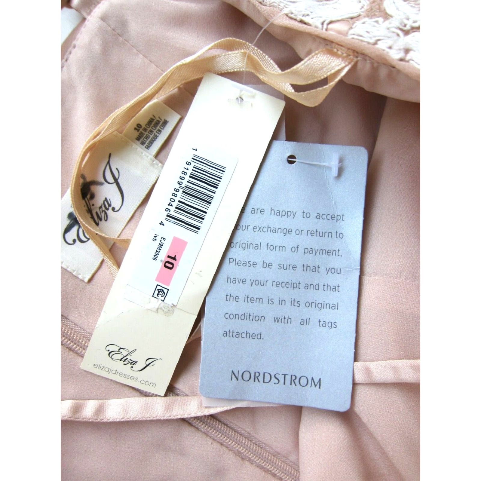 Vintage NWT Eliza J Nordstrom Soft Pink White Lace Spaghetti Strap Sheath Slip Dress 10 Size L / US 10 / IT 46 - 4 Thumbnail