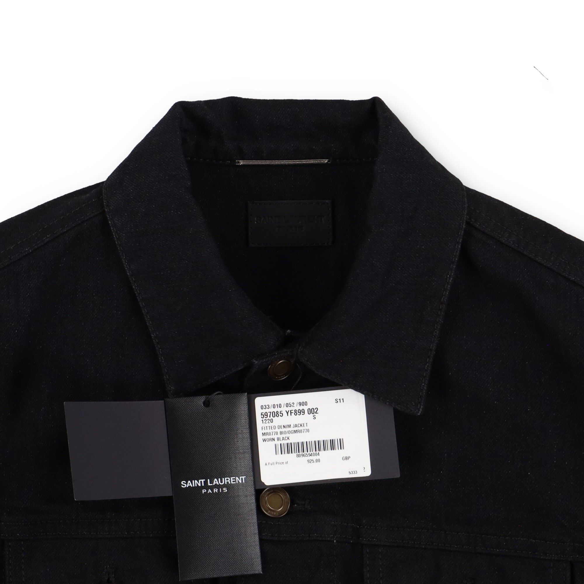Saint Laurent Paris Black Classic Fitted Denim Trucker Jacket Size US S / EU 44-46 / 1 - 9 Thumbnail