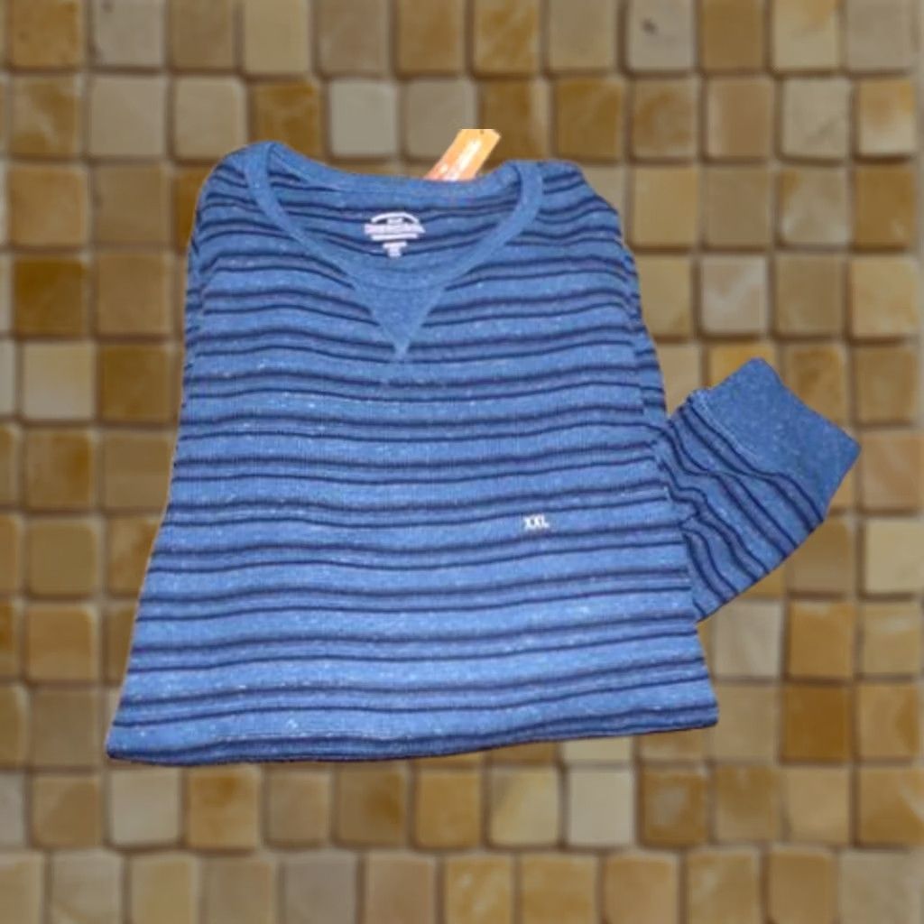 CO VINTAGE ROebUCK & CO CREWNECK THERMAL STRIPED SWEATER Deep Sea Heather XXL Mens Crewneck Knit Shirt Size US XXL / EU 58 / 5 - 1 Preview