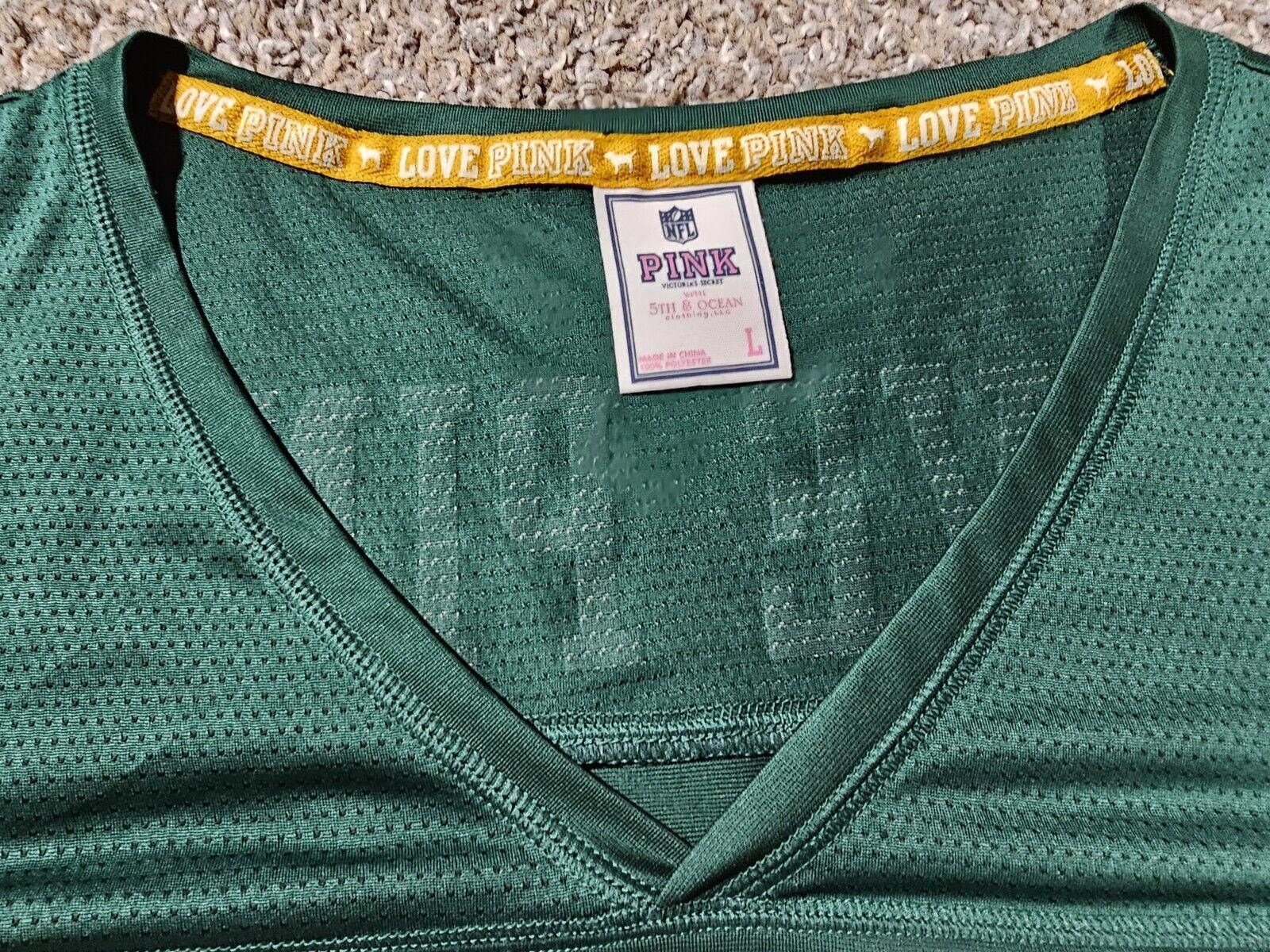 Designer Victoria’s Secret Pink Fifth & Ocean Green Packers Jersey L Size ONE SIZE - 3 Thumbnail