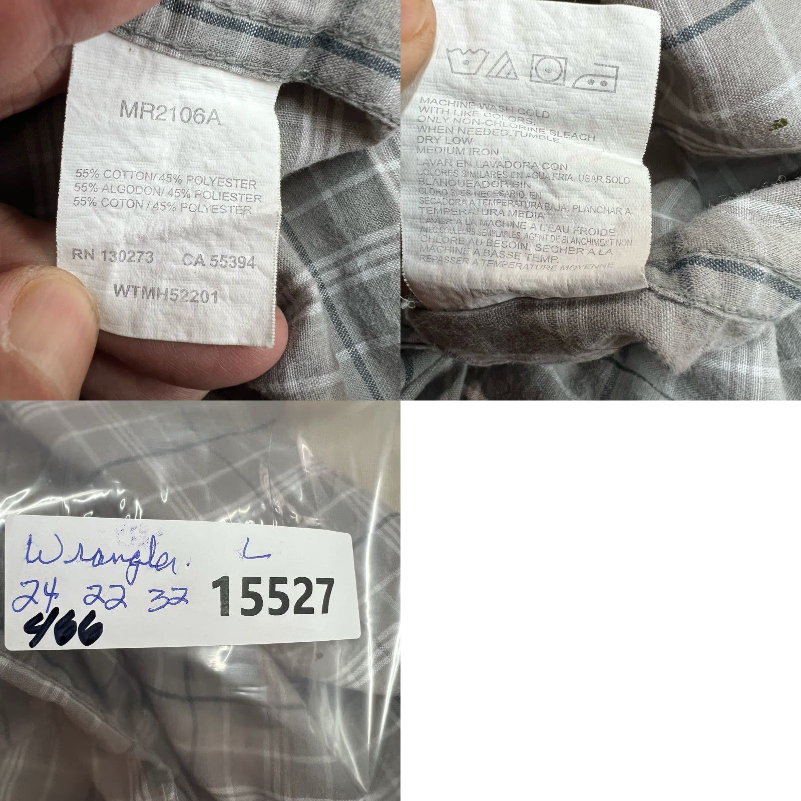 Wrangler Wrangler Rita Plaid Button Down Shirt Men’s L Long Sleeve Gray Size US L / EU 52-54 / 3 - 8 Thumbnail