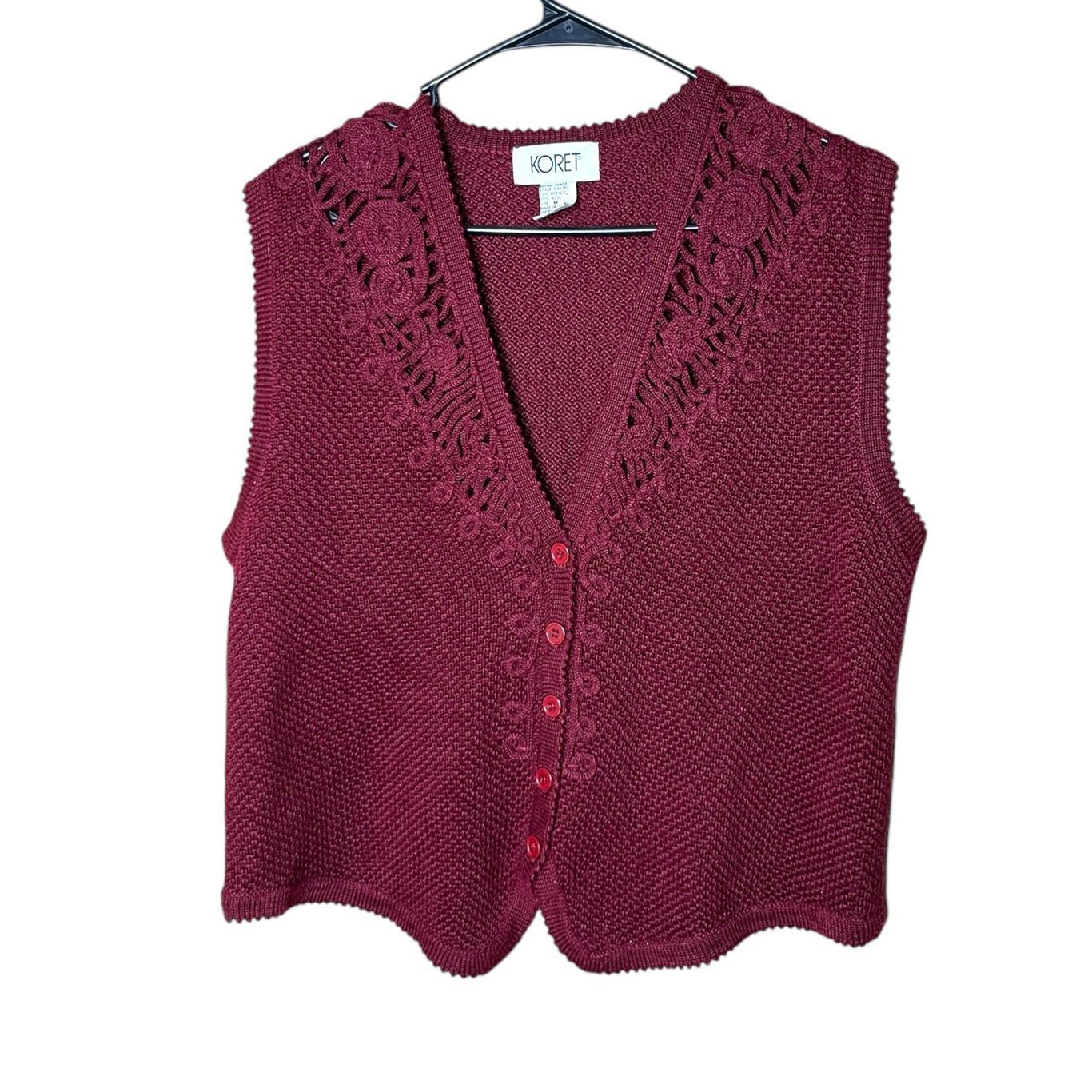 Other Vintage Koret Wool Blend Burgundy Knit Sweater Vest Size M Size M / US 6-8 / IT 42-44 - 1 Thumbnail