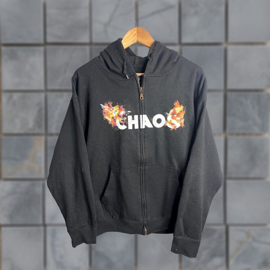 Vintage Social Collision Hoodie Mens Large Black Chaos End Times Graphic Zip Sweatshirt Size US L / EU 52-54 / 3 - 1 Thumbnail