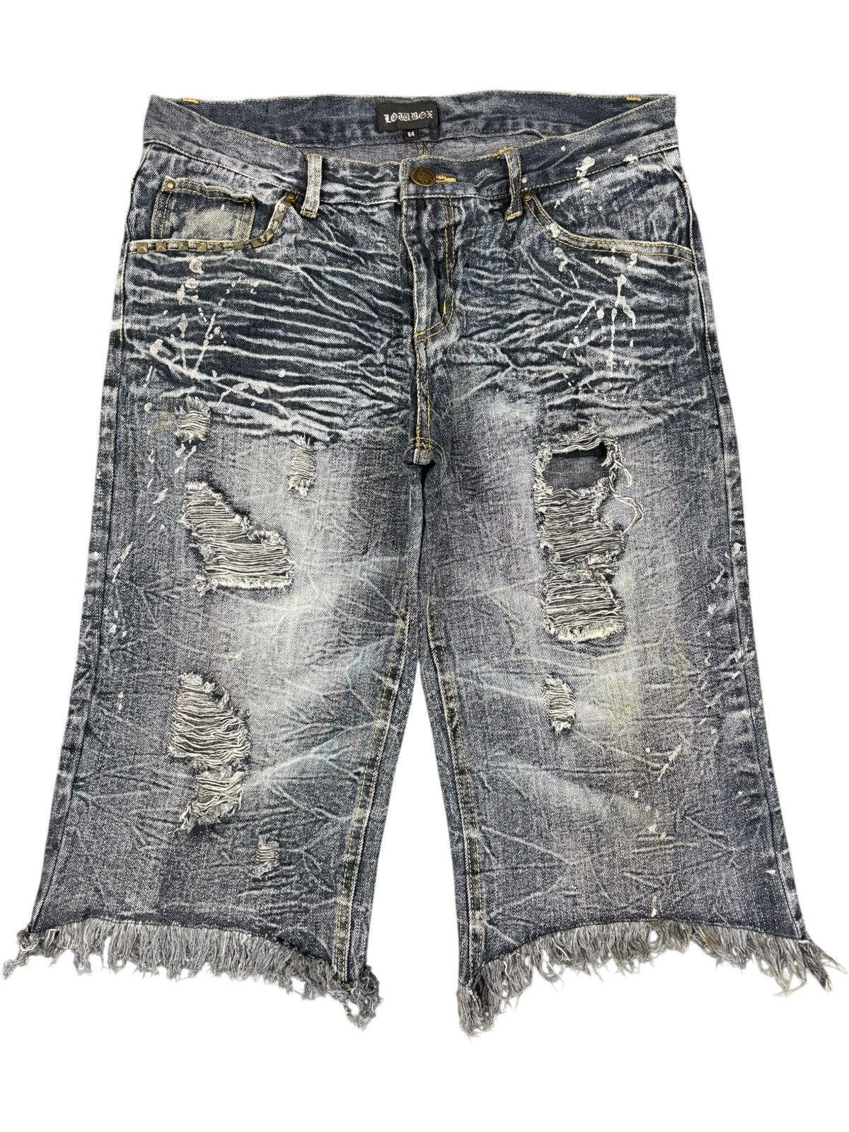 LOWBOX Vintage Japanese Lowbox Painted Distress Jeans Shorts Jorts Size US 32 / EU 48 - 1 Thumbnail
