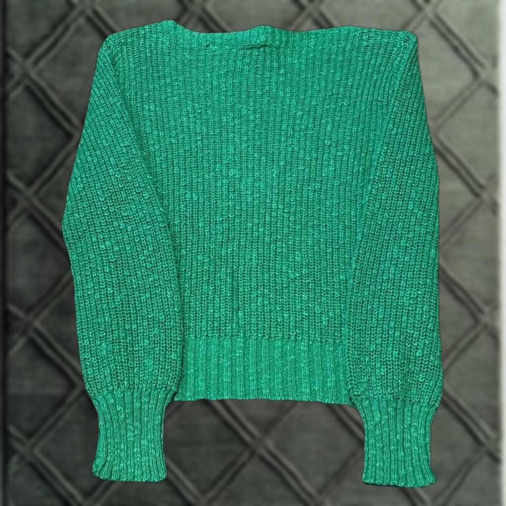 J Brand VINTAGE 80s Gotham Green Cotton Knit Crewneck Sweater Woman Medium Crew Neck Pullover Knit Size M / US 6-8 / IT 42-44 - 1 Thumbnail