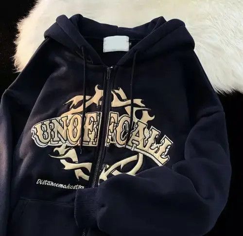 Japanese Brand × Vintage “Unofficial” Embroidered Lettering Oversized Zip-Up Hoodie Size US L / EU 52-54 / 3 - 1 Thumbnail