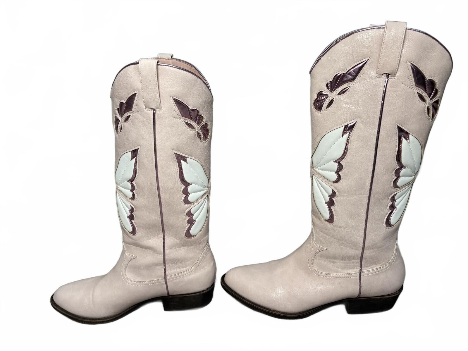 Unknown London Pink Butterfly Cowboy Boots Y2K Festival. Size 10. Size US 7.5 / IT 37.5 - 5 Thumbnail