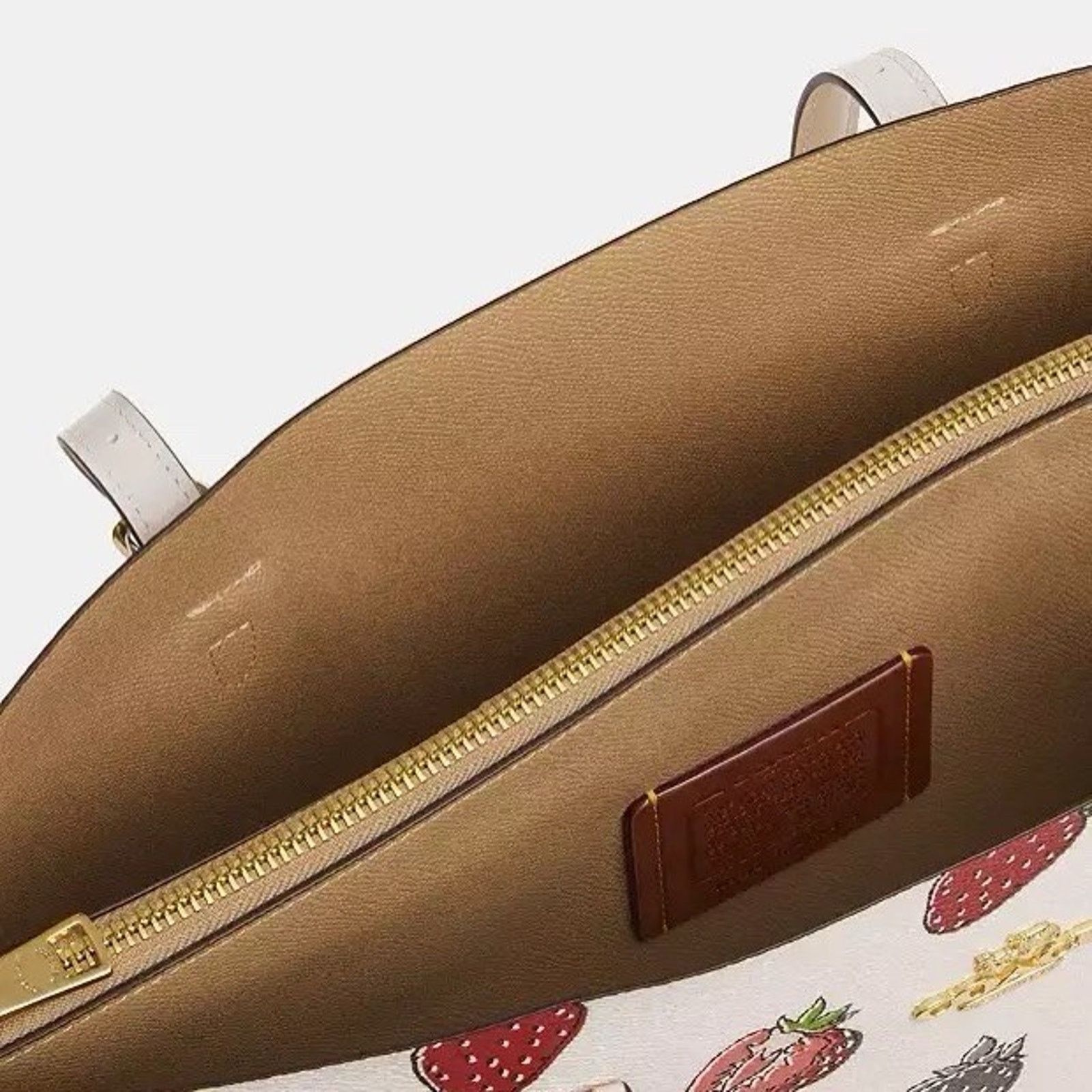 Coach NWT Coach Mollie Tote Bag With Strawberry CAQ65 Gold/Chalk Size ONE SIZE - 11 Thumbnail