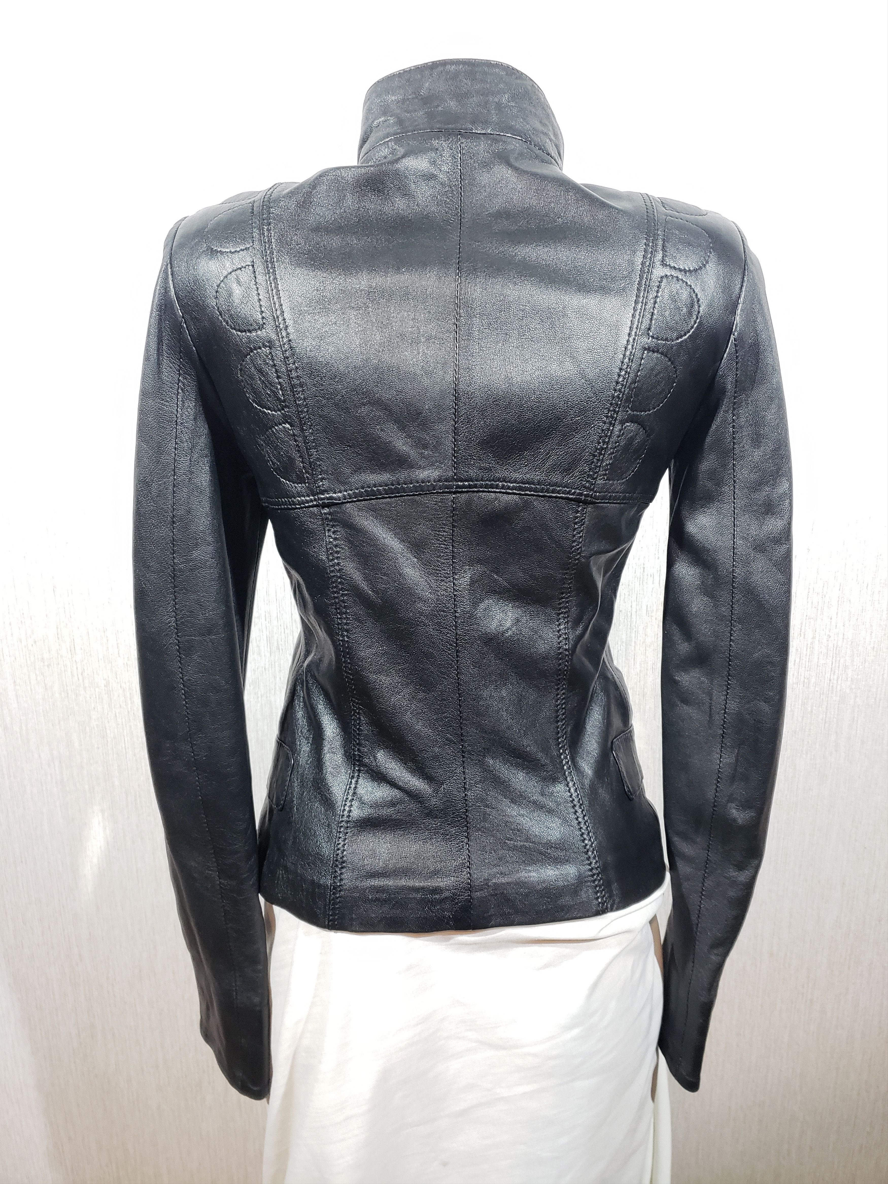 Other Black women's leather sports jacket. Size XXS / US 00 / IT 34 - 4 Thumbnail