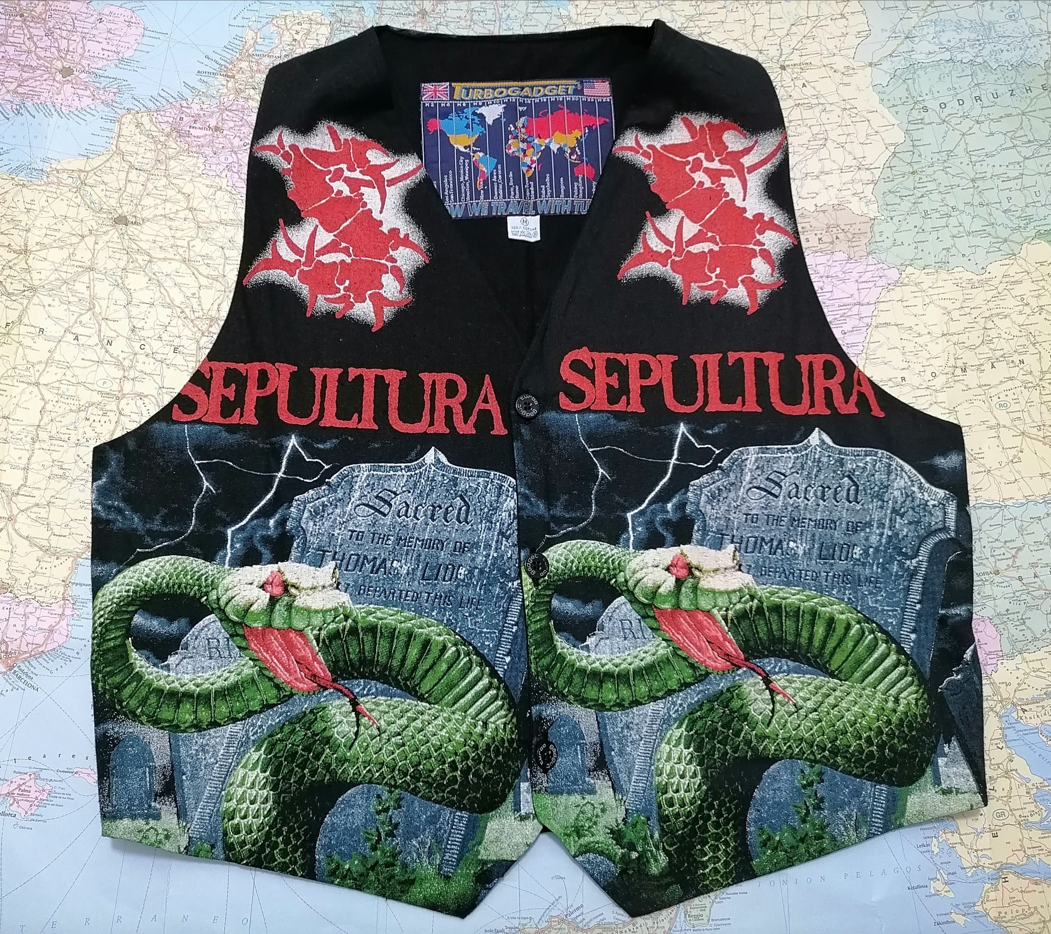 Vintage Vintage Gilet / Vest SEPULTURA , Large Turbo Gadget Size US L / EU 52-54 / 3 - 1 Thumbnail