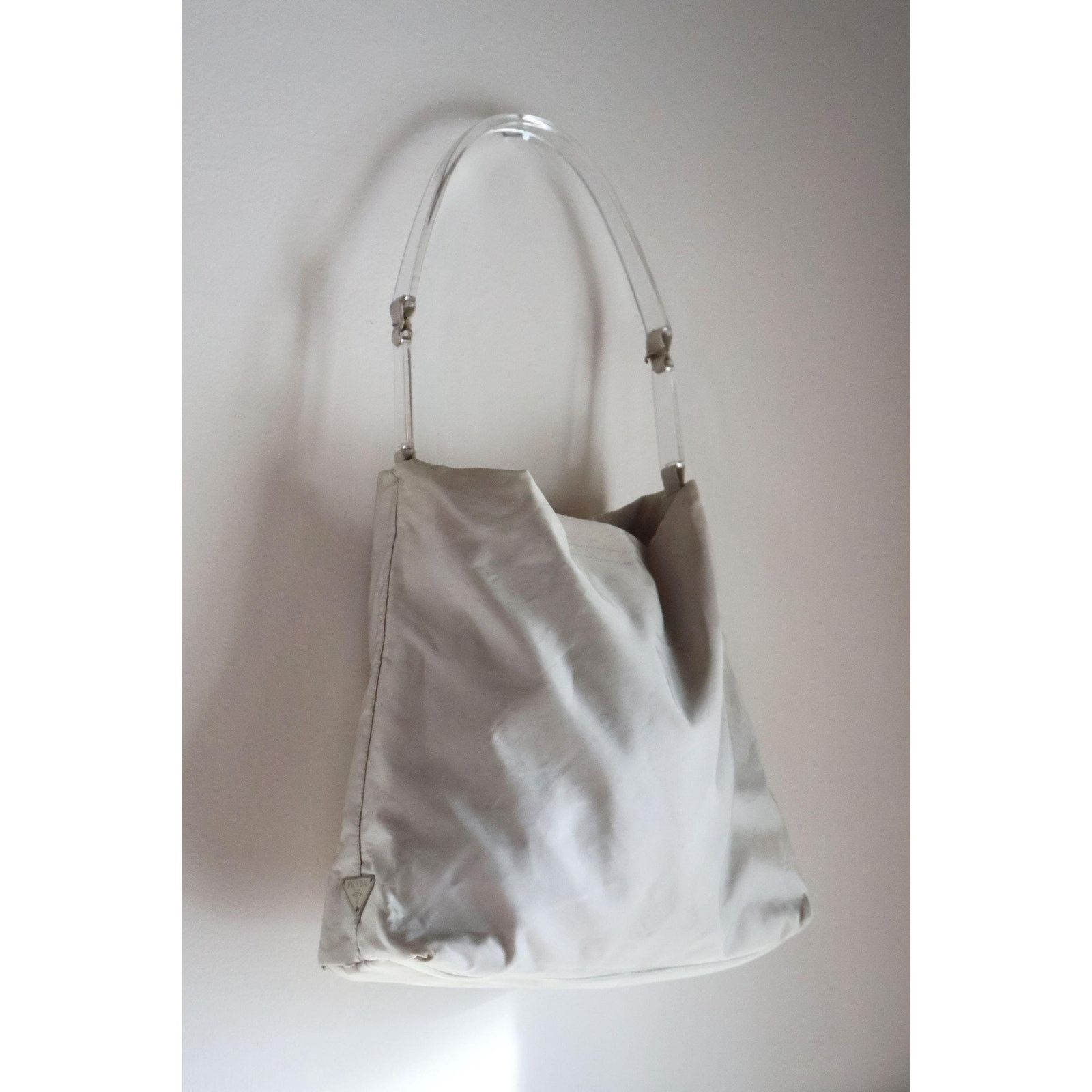 Prada Vintage PRADA White Nylon + Lucite Handle Hobo Bag Size ONE SIZE - 6 Thumbnail