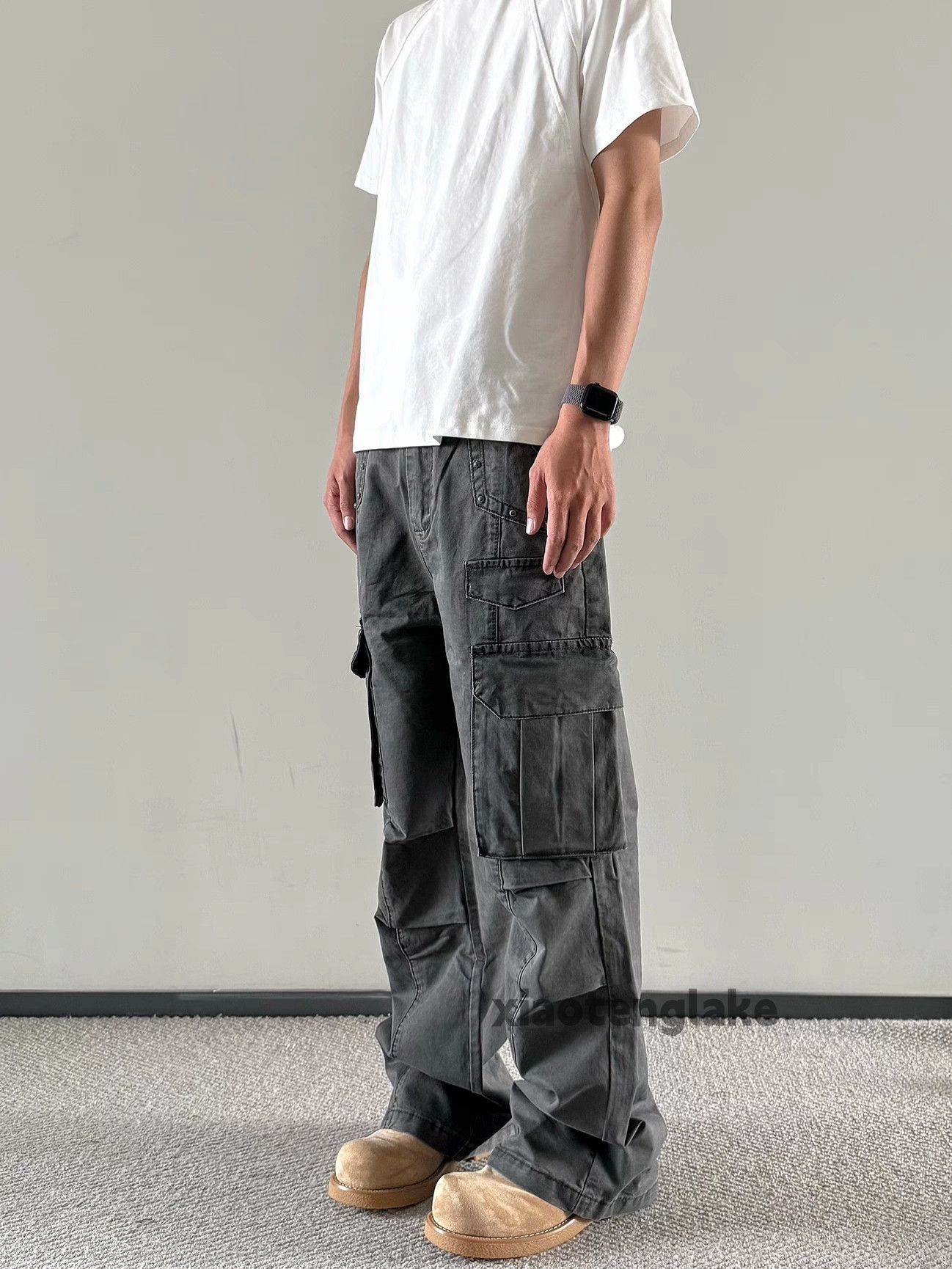 Designer × Japanese Brand × Vintage Unisex washed faded rivet punk grunge cargo pants Size US 32 / EU 48 - 4 Thumbnail