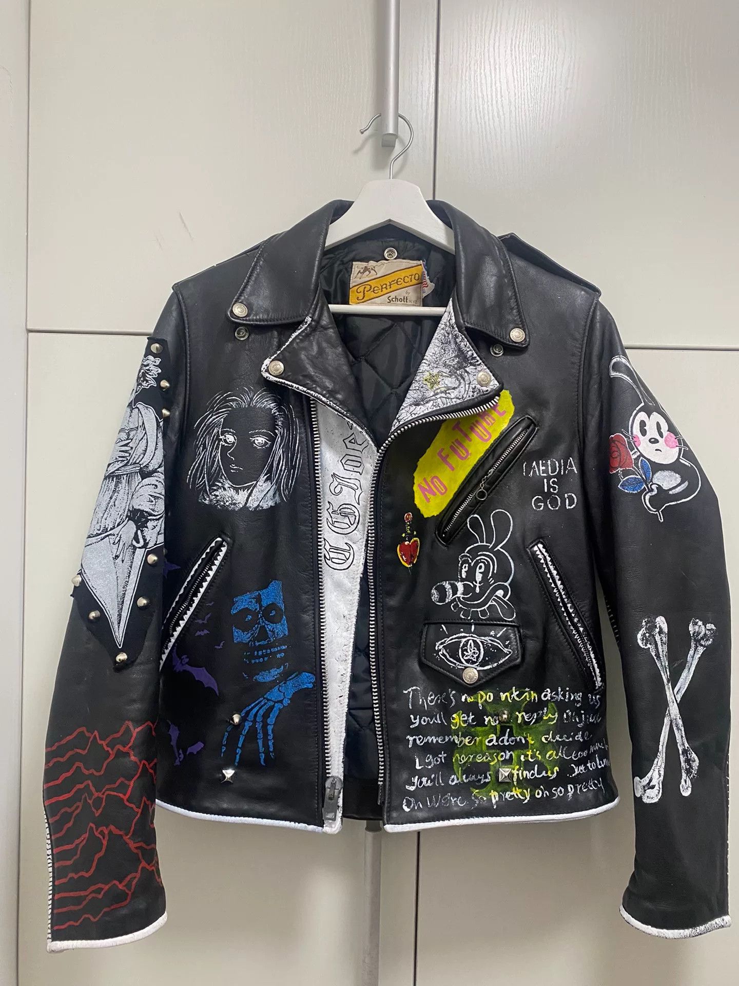Schott Schott Hand-Painted Punk Leather Jacket Size US M / EU 48-50 / 2 - 1 Thumbnail