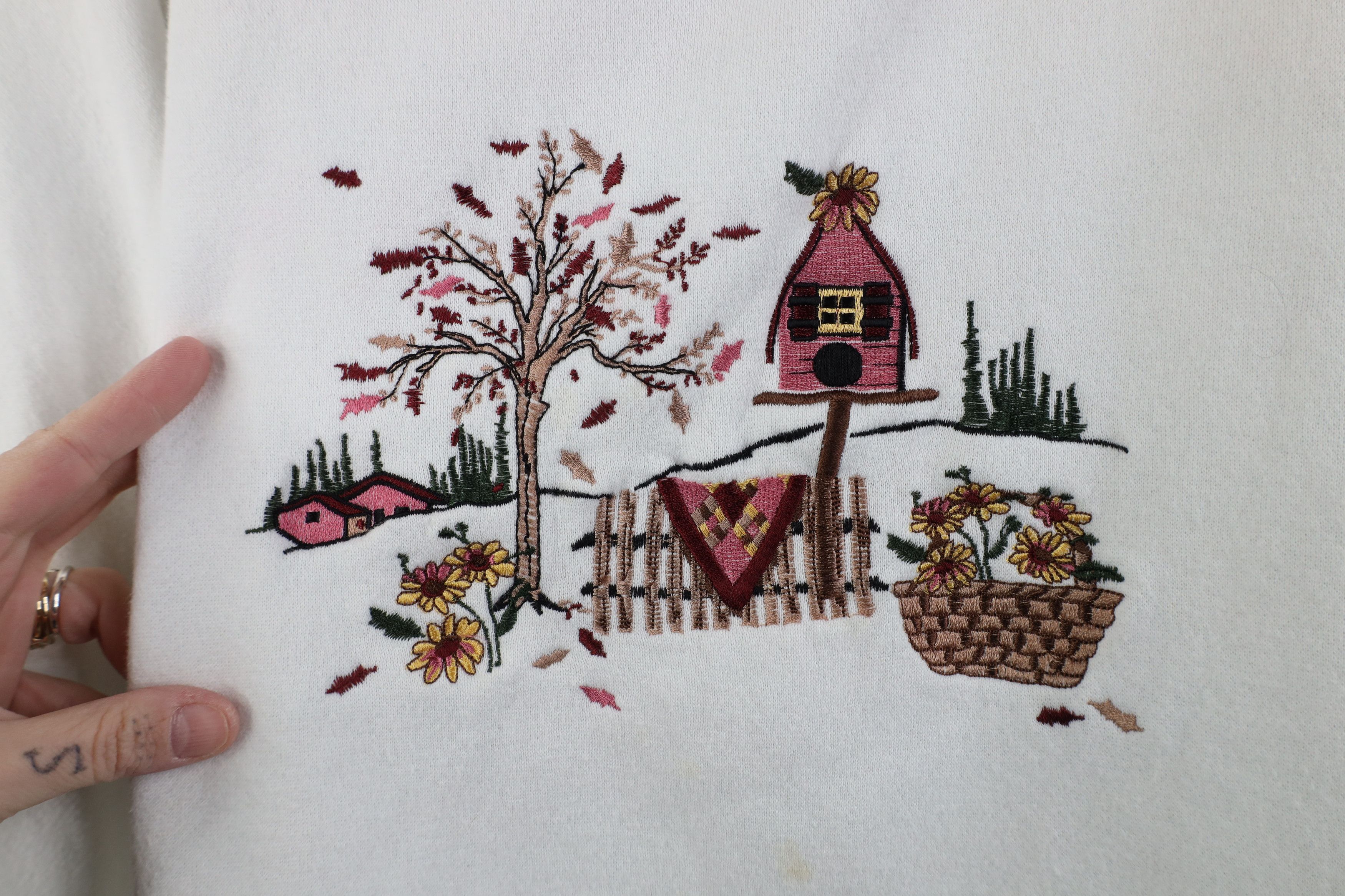 Vintage Vintage 90s Country Farmhouse Nature Flower Bird Sweatshirt Size 3XL / US 20-22 - 4 Thumbnail