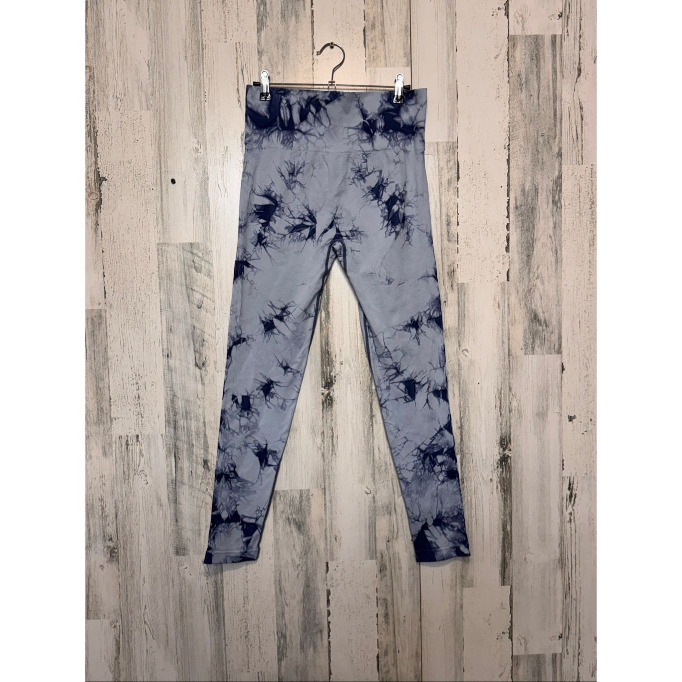 Other Blue Tie-Dye Seamless High Waist Leggings | Ribbed Stretchy Size 32" / US 10 / IT 46 - 2 Thumbnail