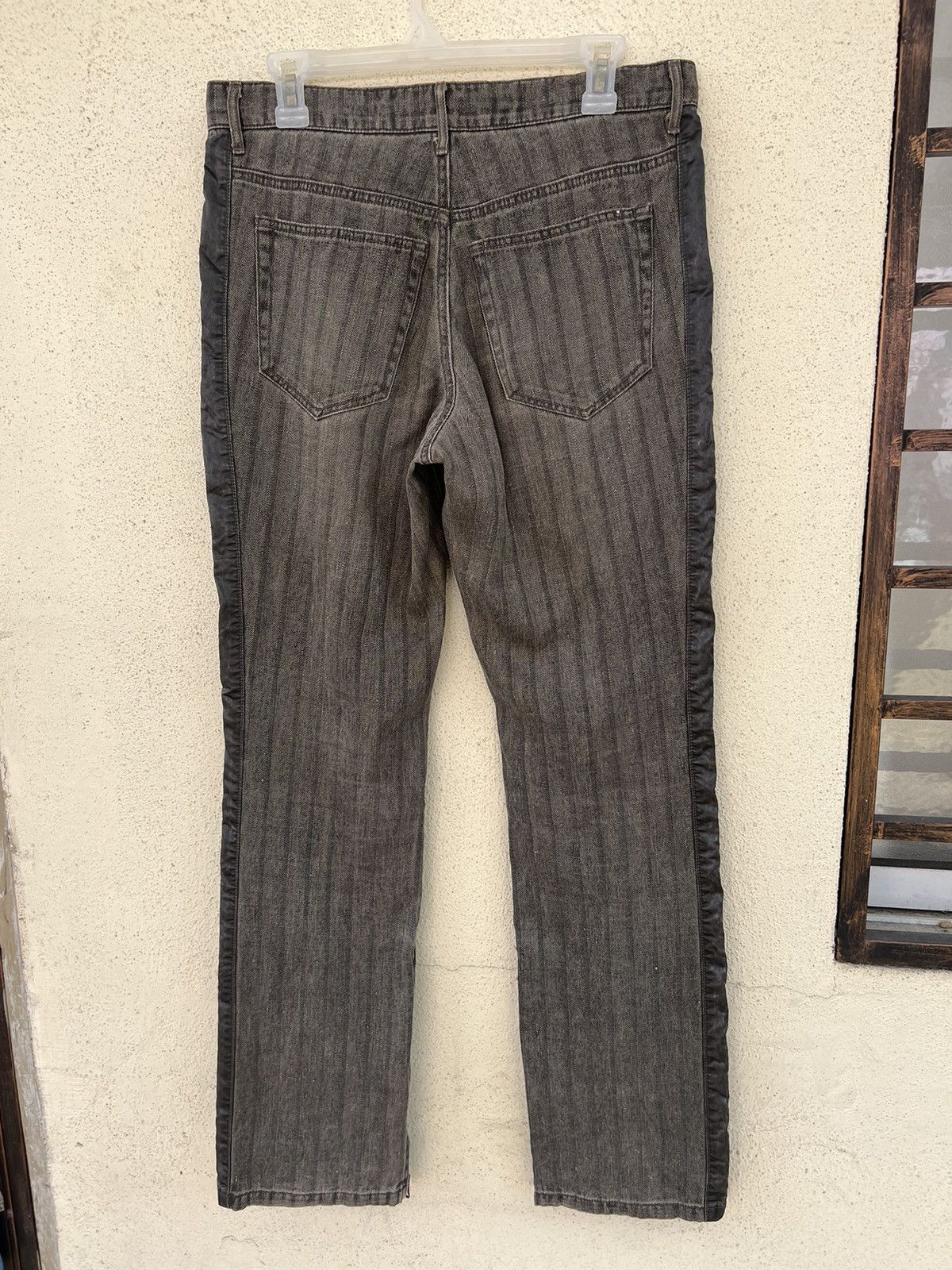 Kiminori Morishita Vintage Halb Japan Faded Border Stripe HBT Hem Flare Pant Size US 31 - 15 Thumbnail