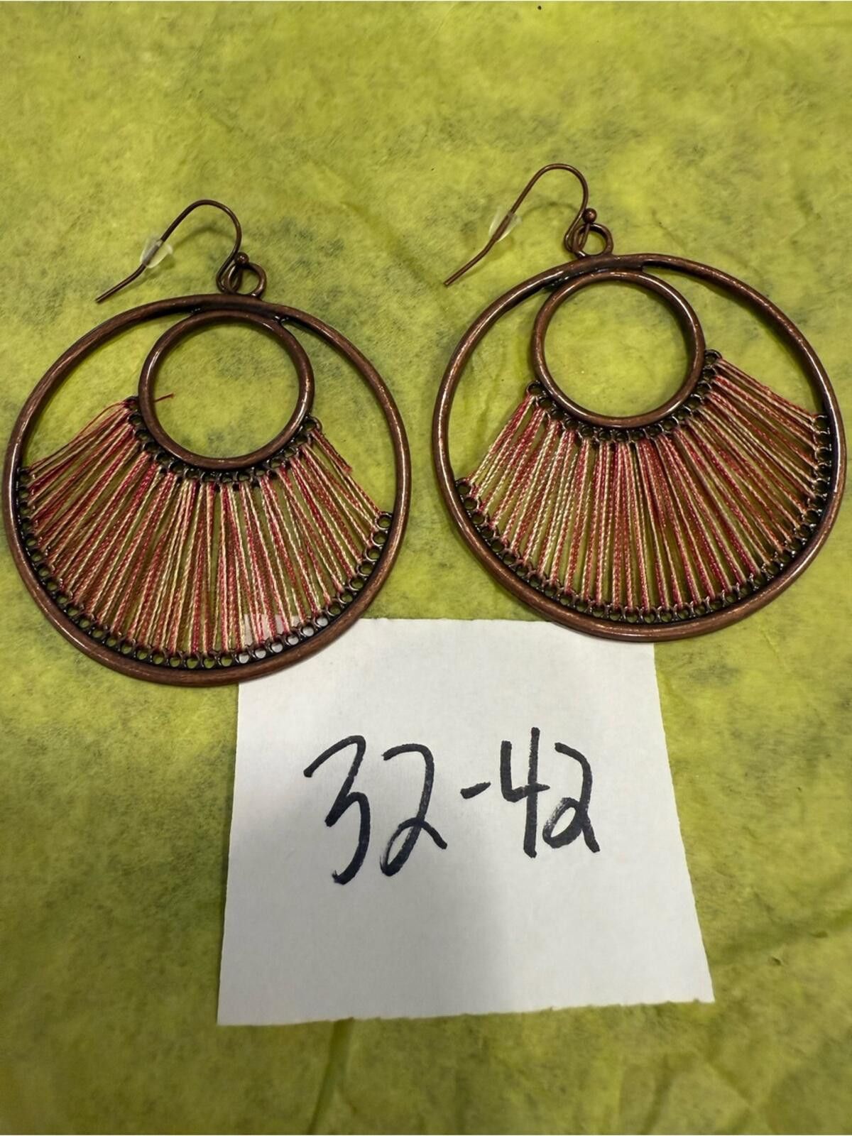 Other Boho woven thread metal double loop dangle earrings Size ONE SIZE - 6 Thumbnail
